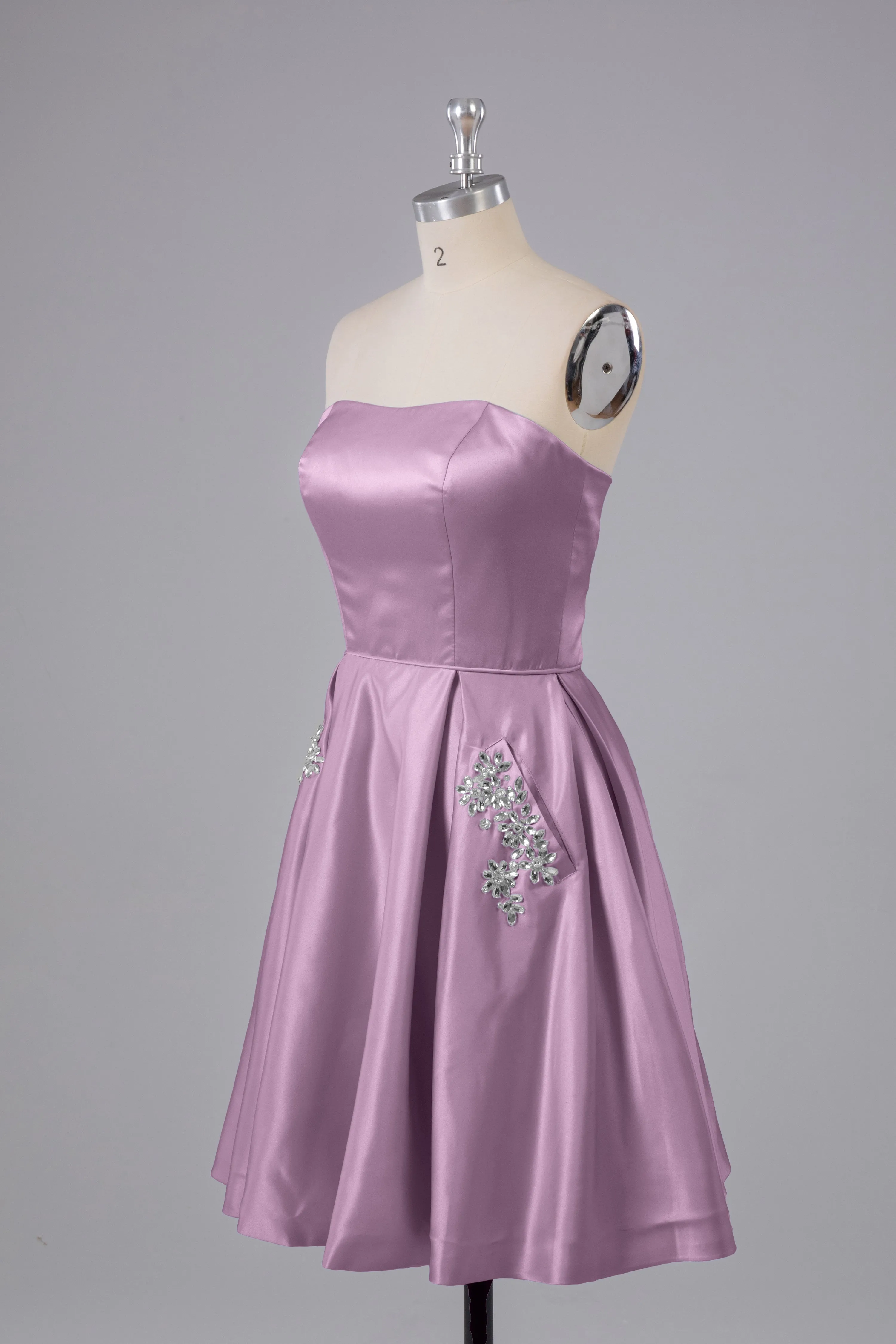 Simple Off The Shoulder Satin Short Bridesmaid Dresses