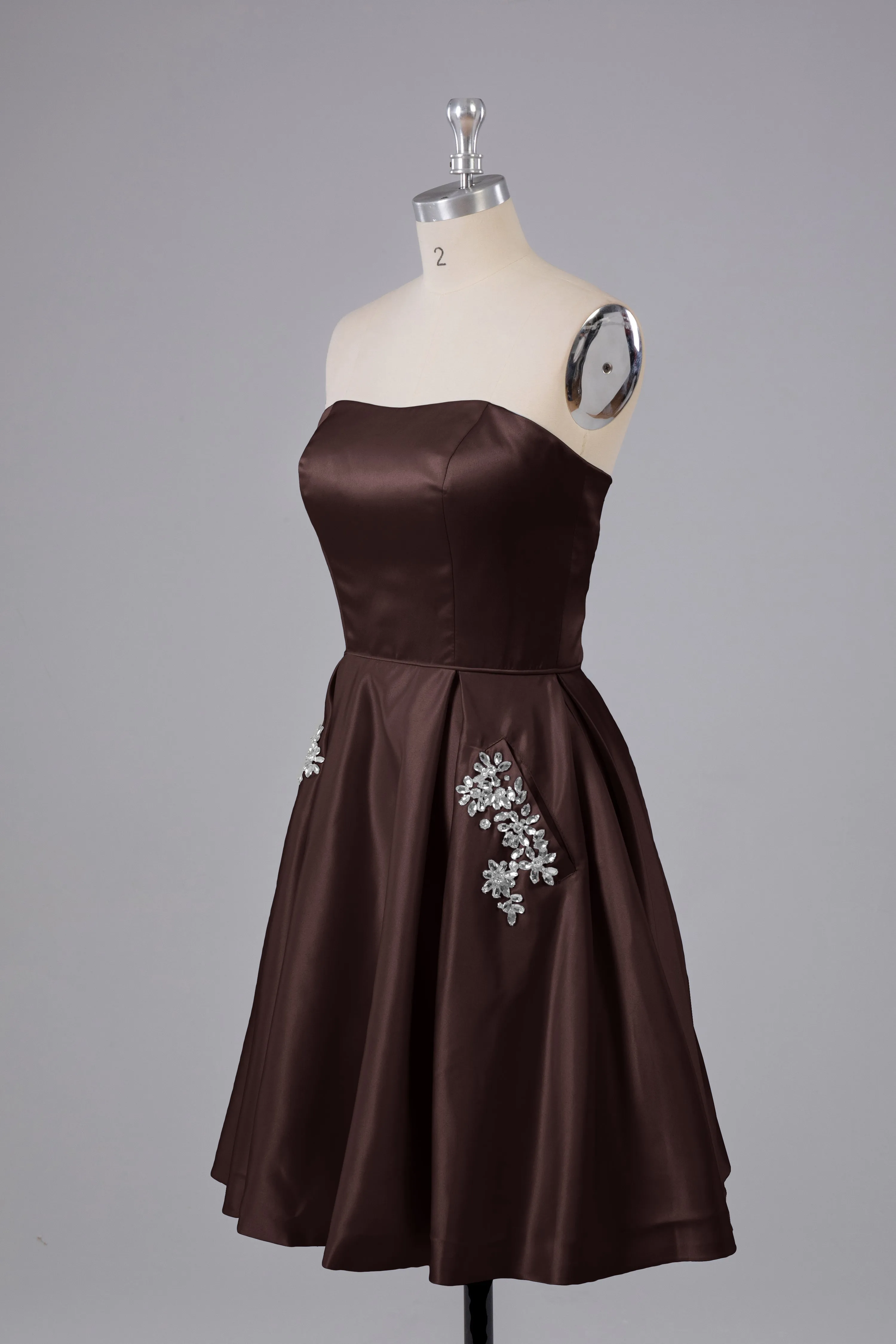 Simple Off The Shoulder Satin Short Bridesmaid Dresses