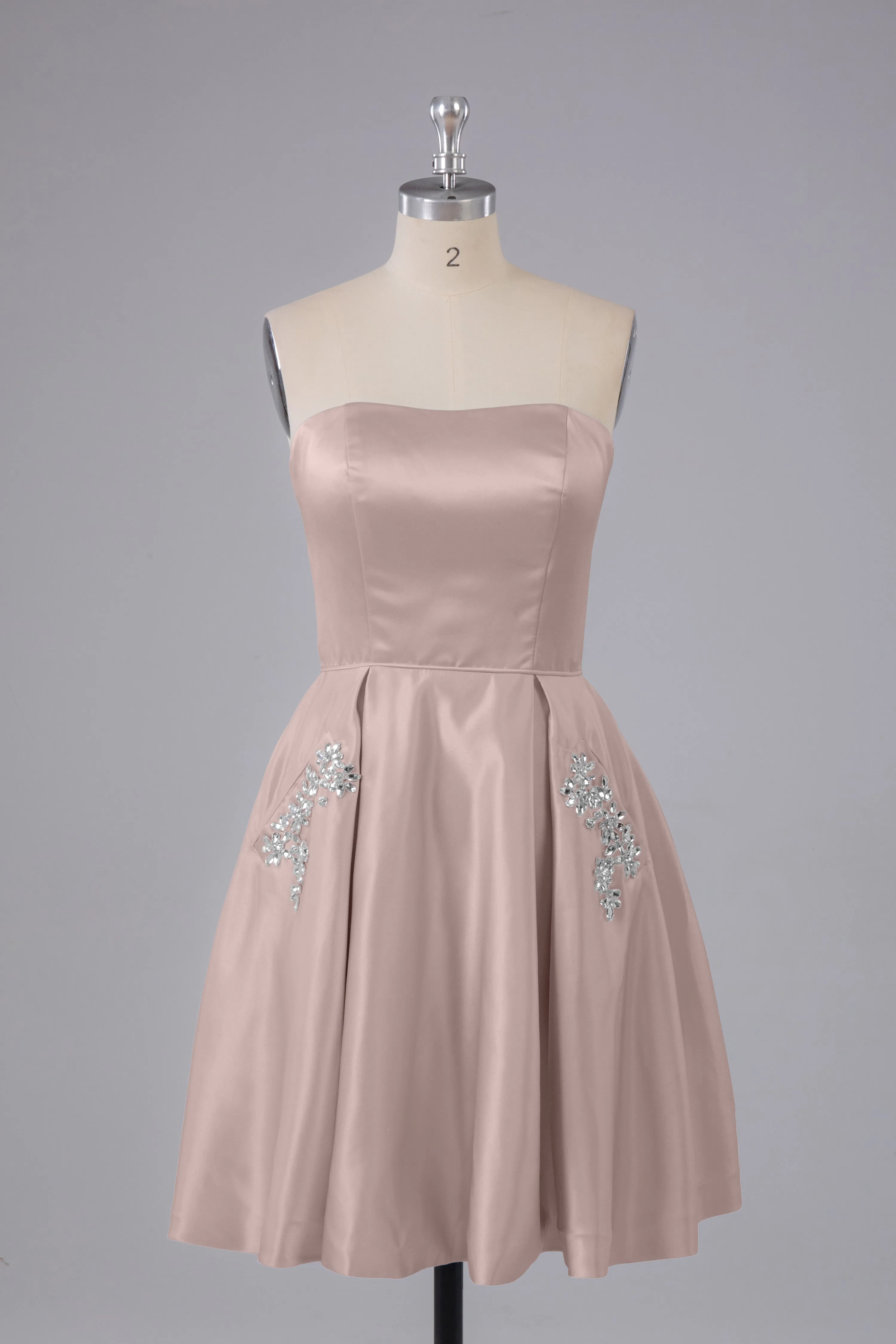 Simple Off The Shoulder Satin Short Bridesmaid Dresses