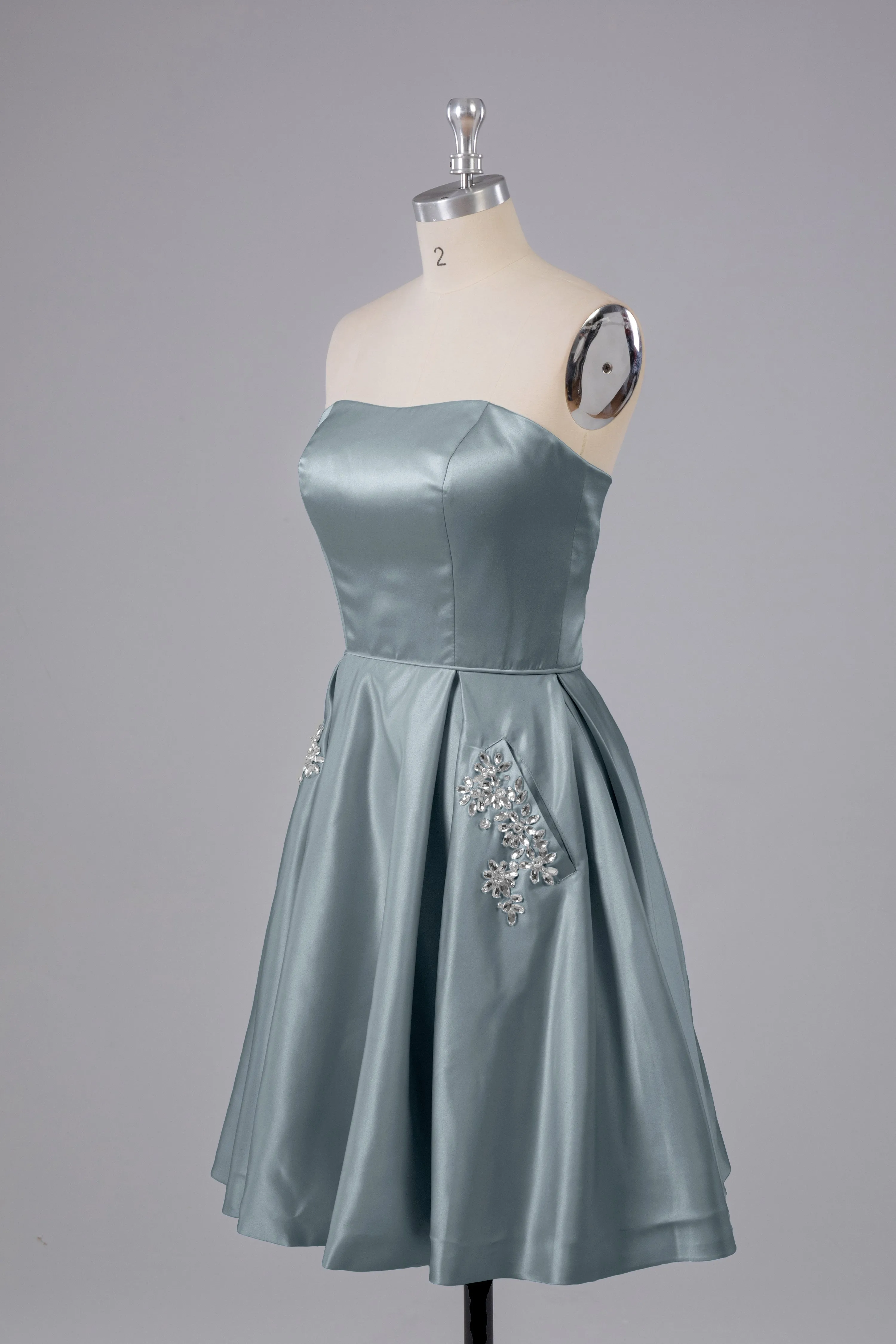 Simple Off The Shoulder Satin Short Bridesmaid Dresses