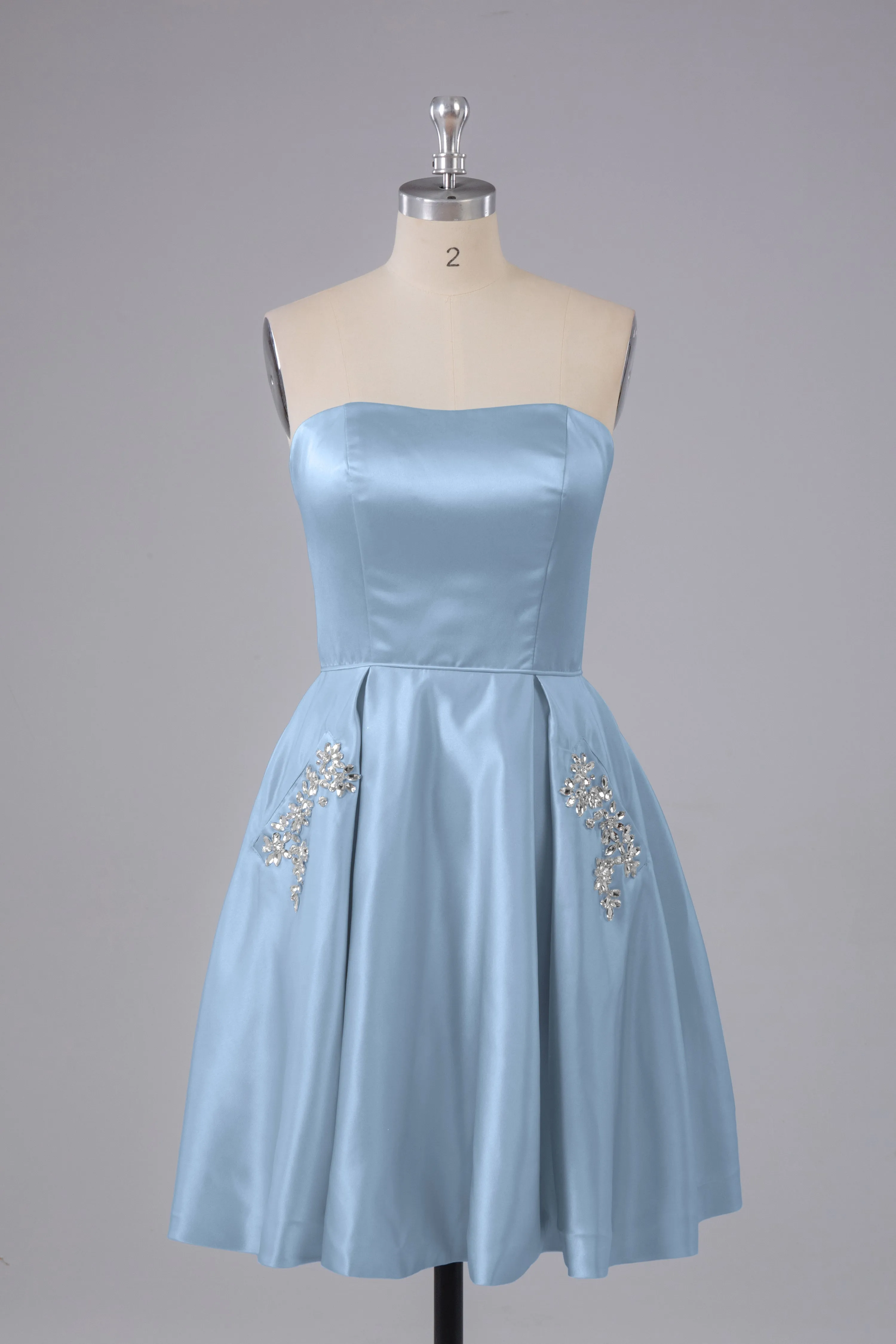 Simple Off The Shoulder Satin Short Bridesmaid Dresses