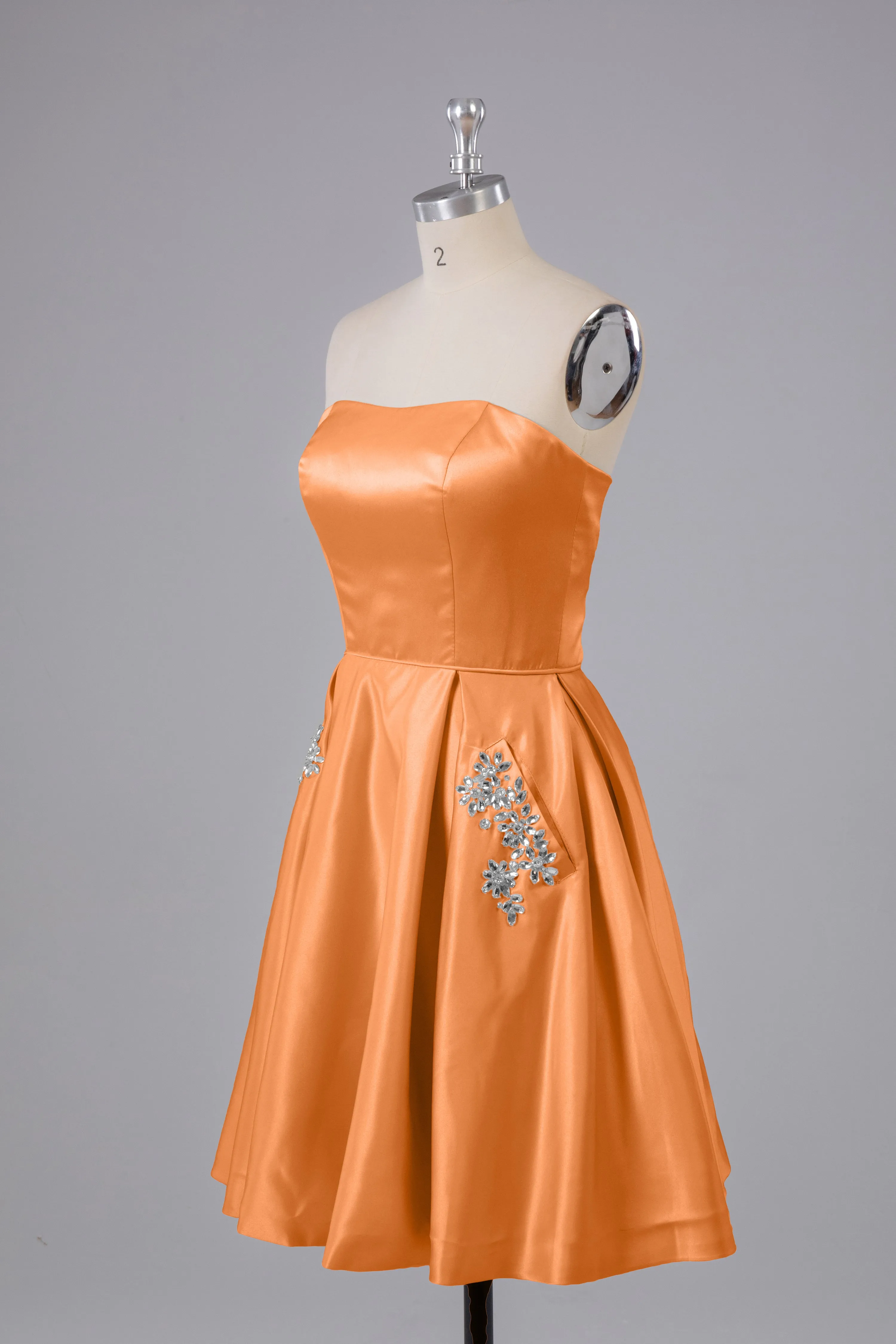 Simple Off The Shoulder Satin Short Bridesmaid Dresses