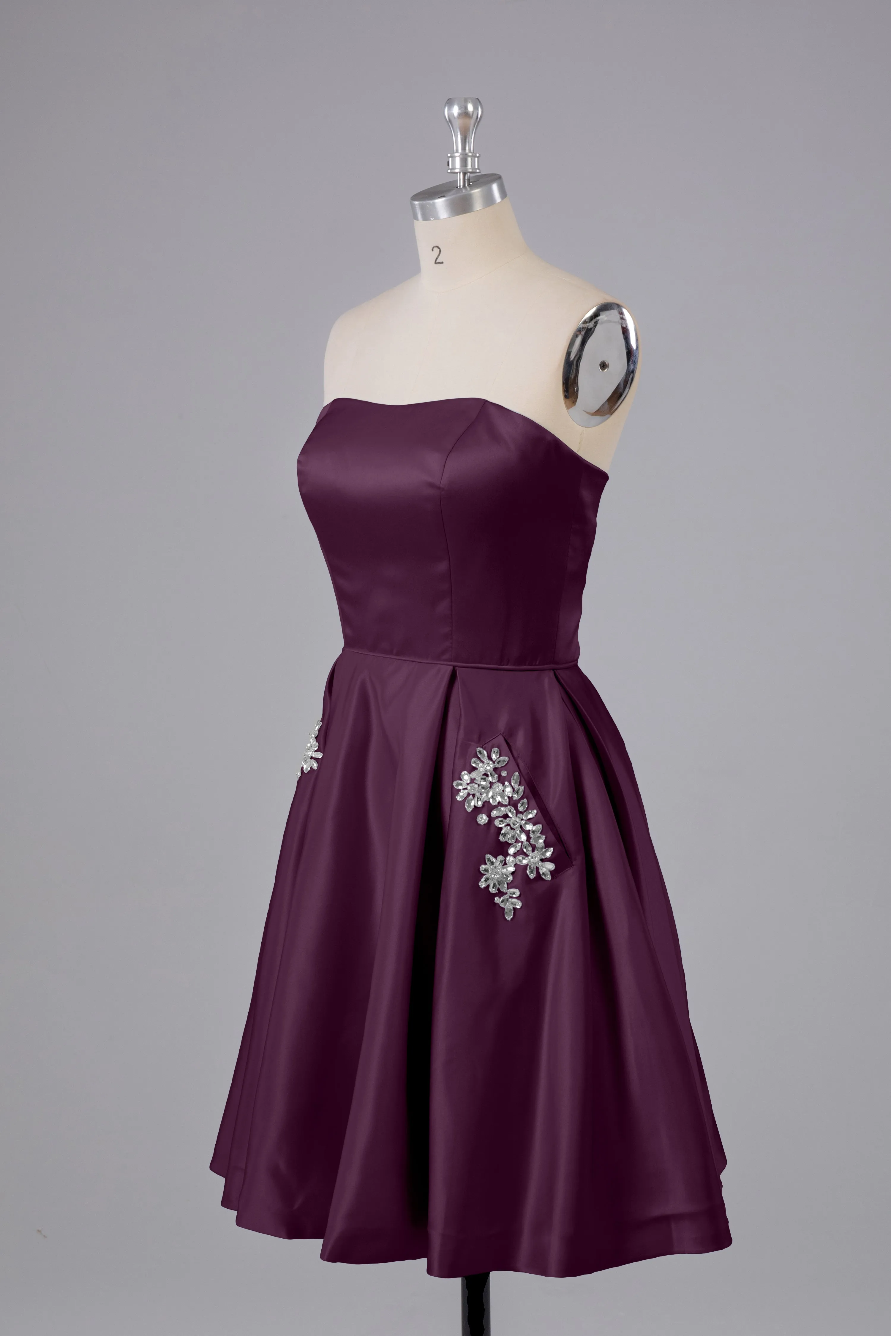 Simple Off The Shoulder Satin Short Bridesmaid Dresses