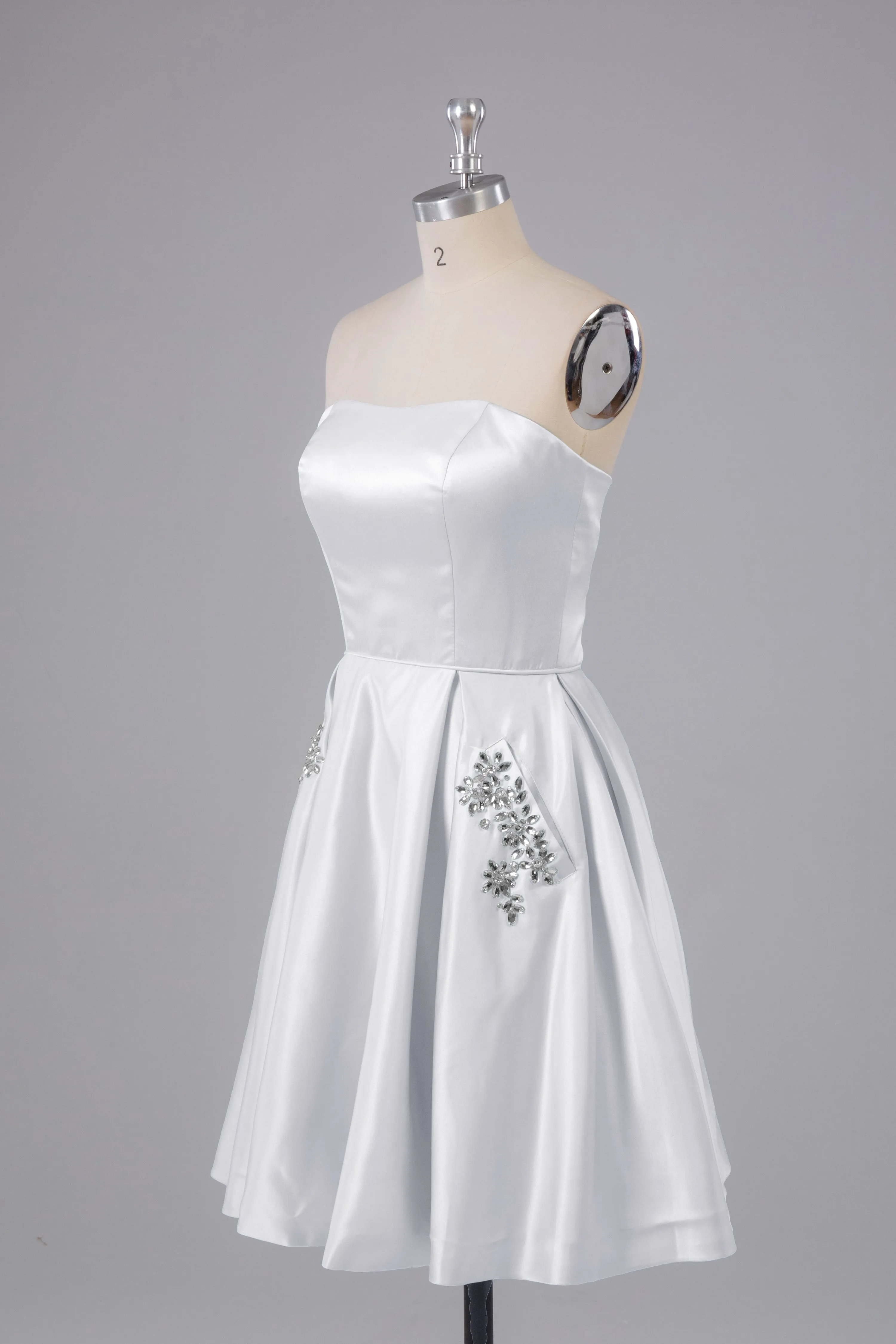 Simple Off The Shoulder Satin Short Bridesmaid Dresses