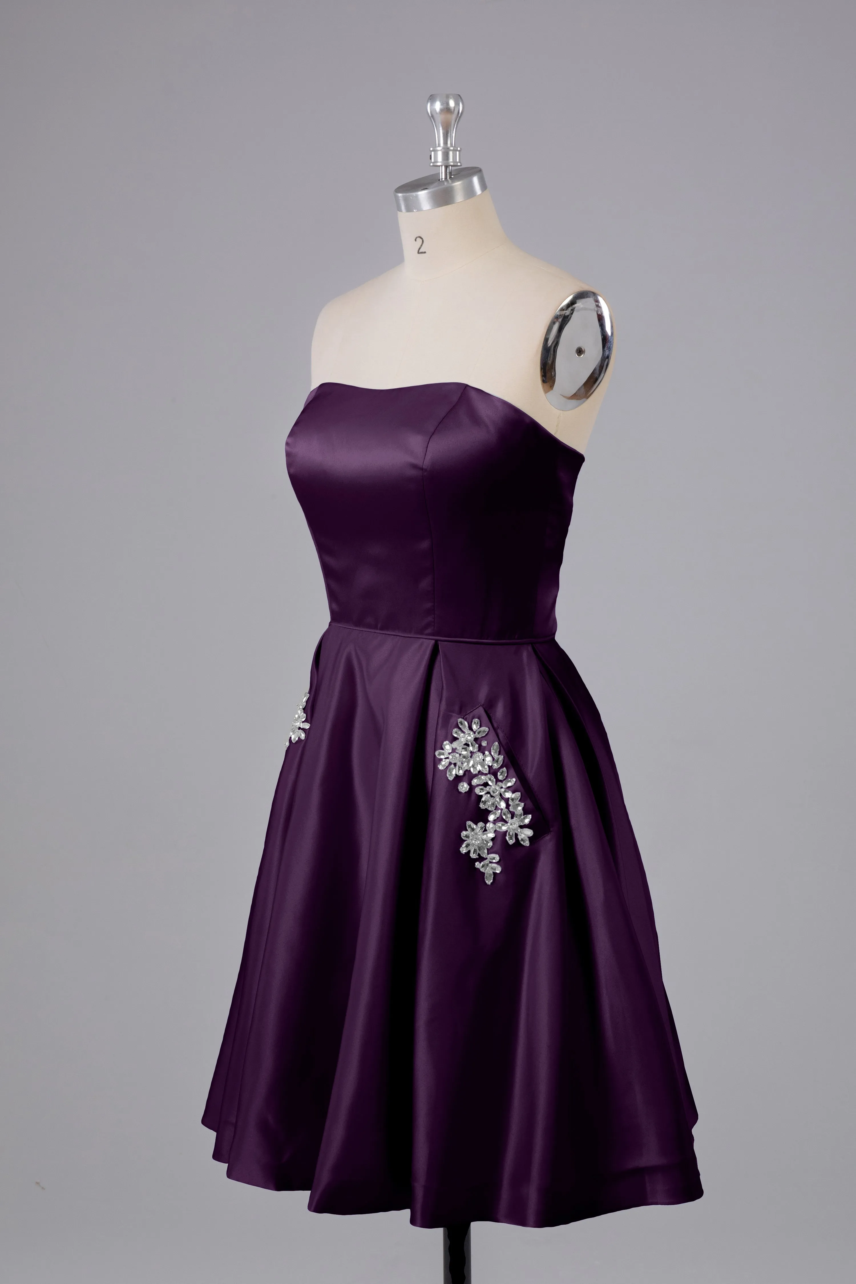Simple Off The Shoulder Satin Short Bridesmaid Dresses