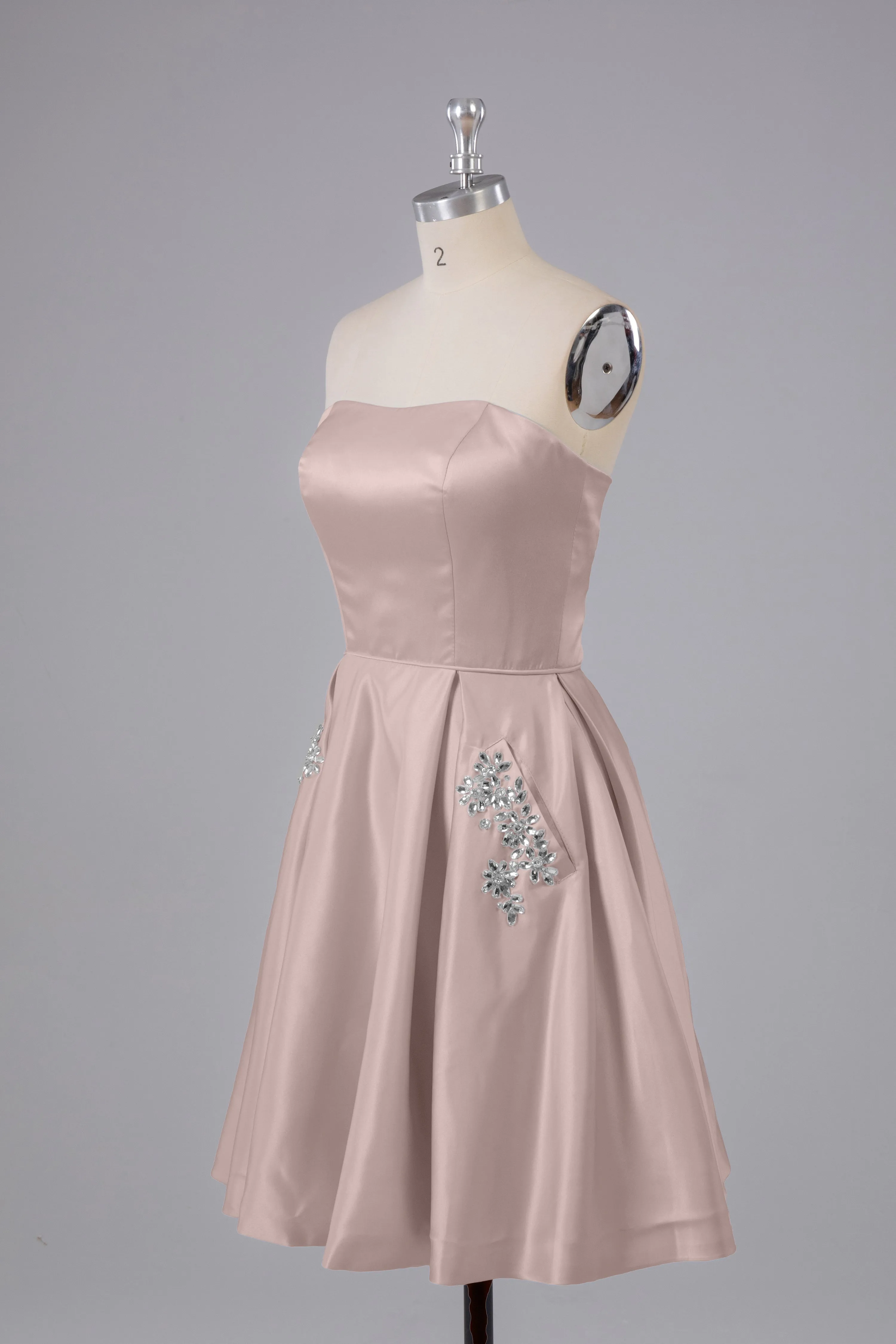 Simple Off The Shoulder Satin Short Bridesmaid Dresses