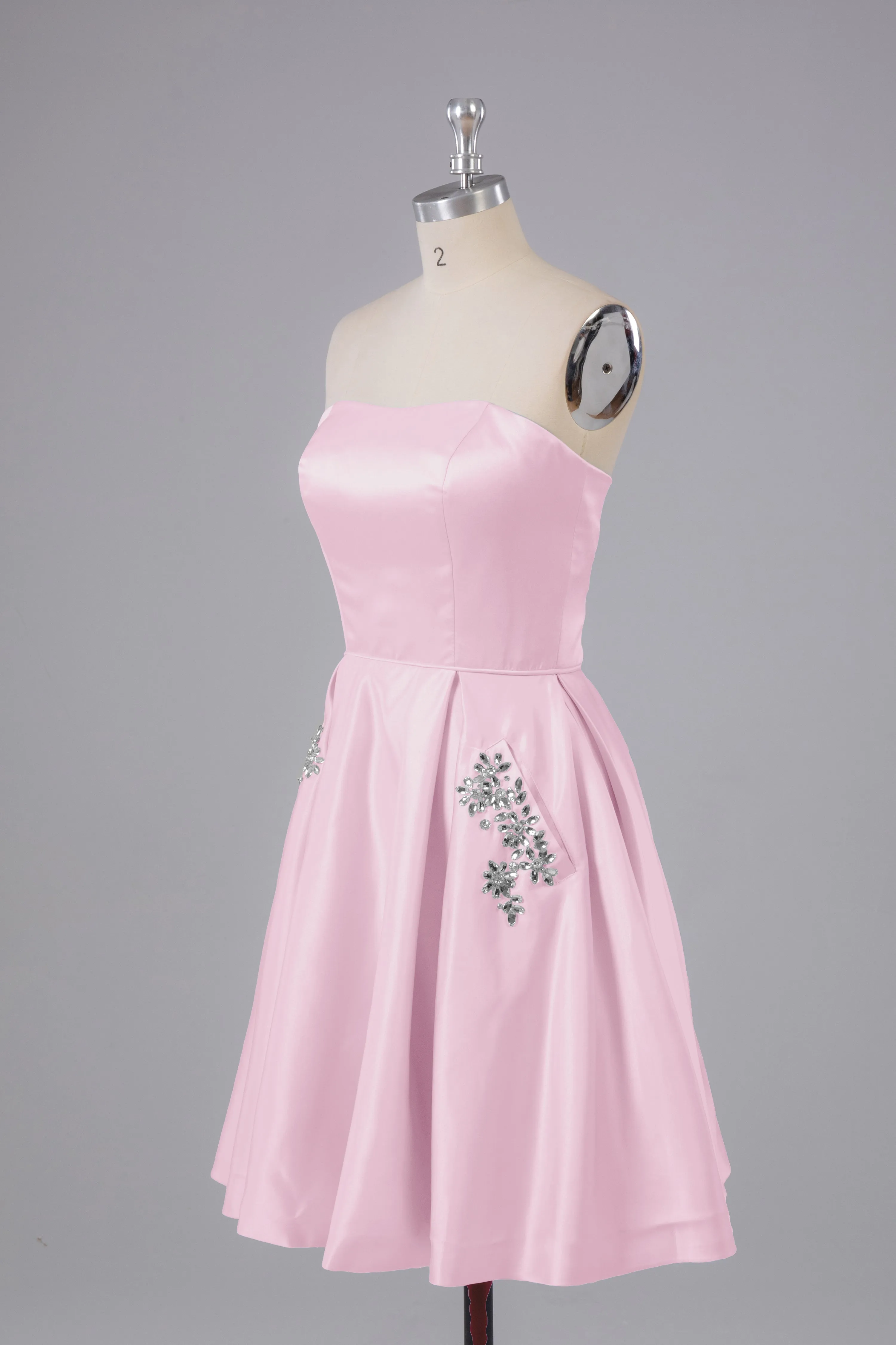 Simple Off The Shoulder Satin Short Bridesmaid Dresses