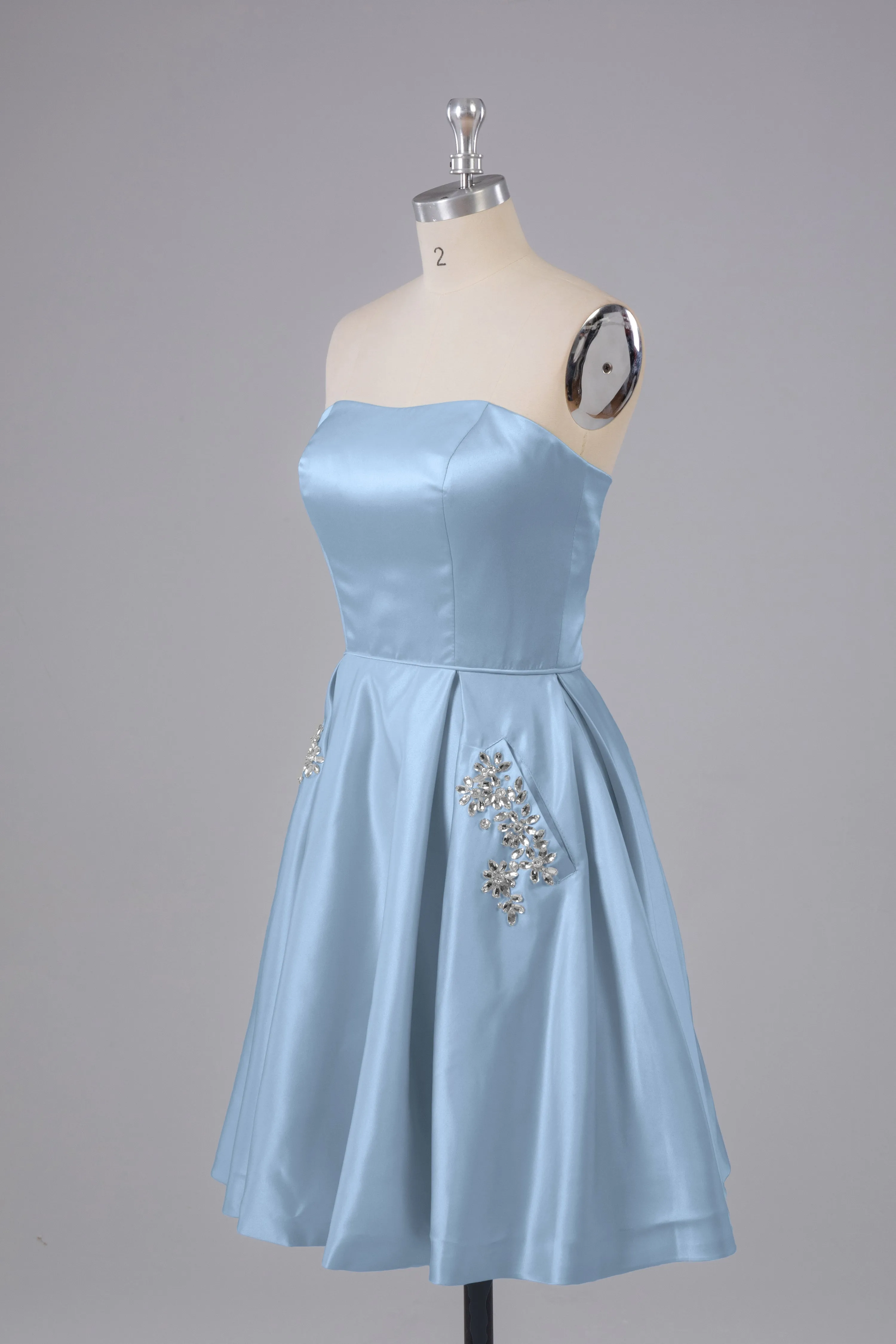 Simple Off The Shoulder Satin Short Bridesmaid Dresses