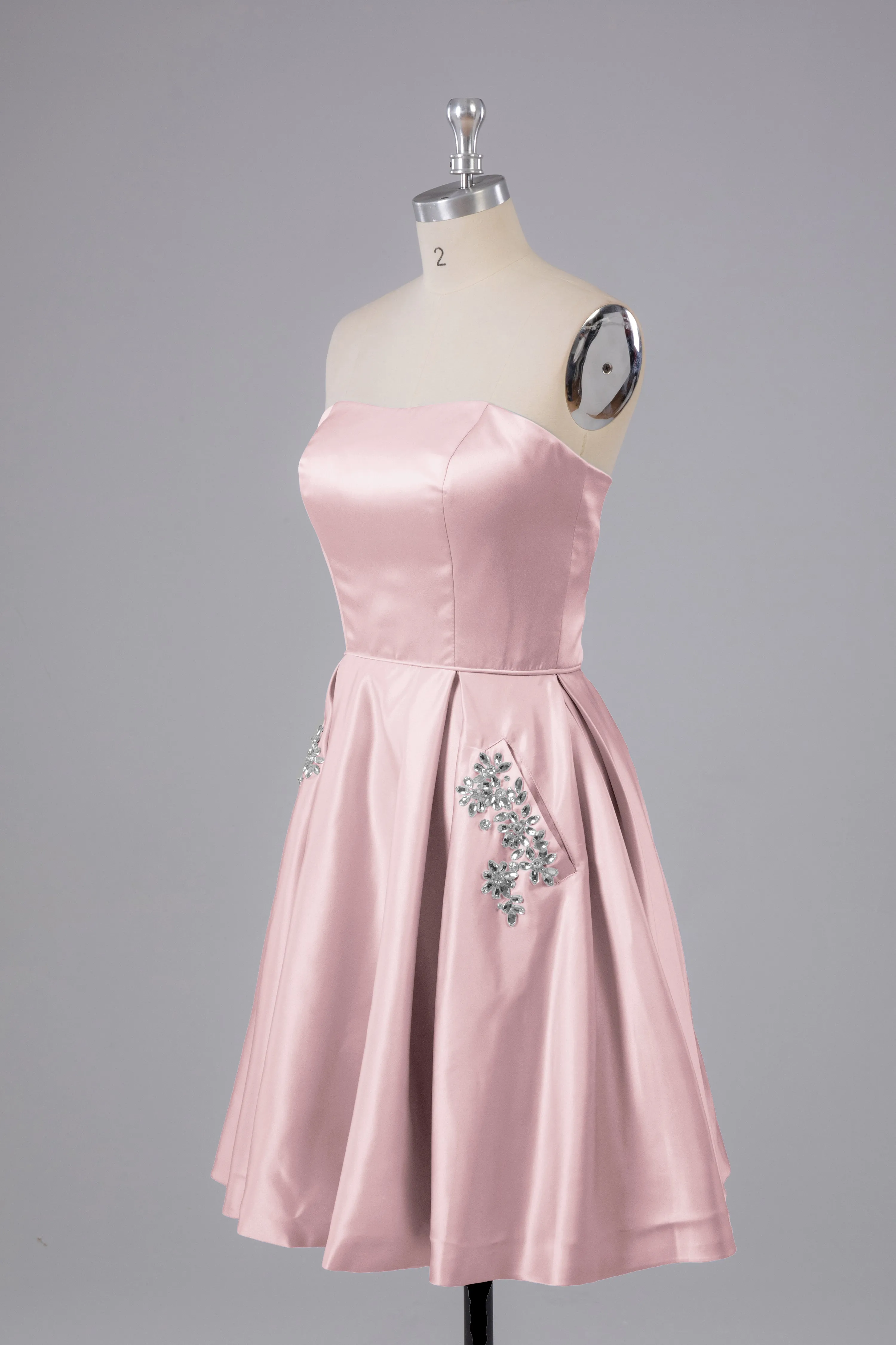 Simple Off The Shoulder Satin Short Bridesmaid Dresses