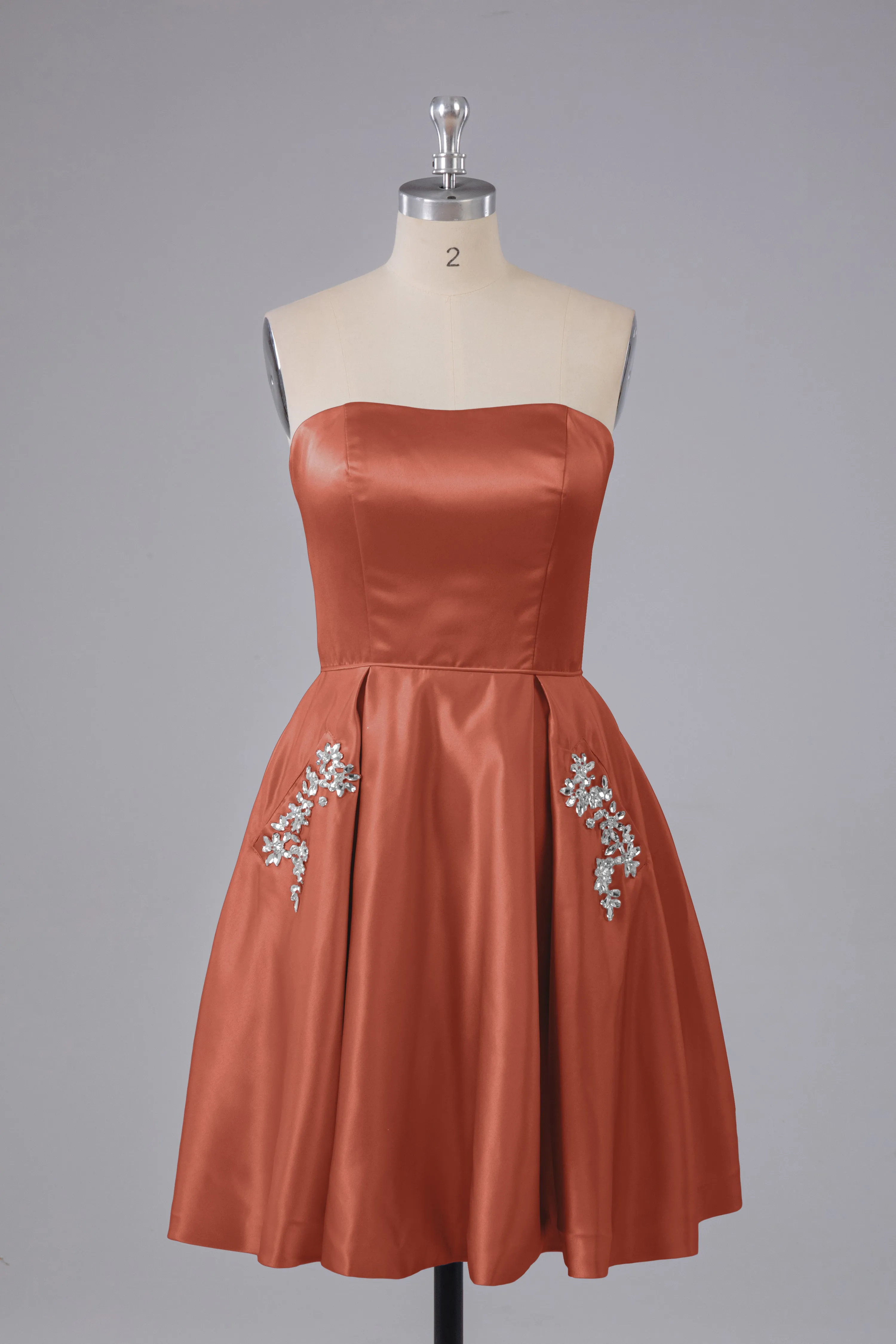 Simple Off The Shoulder Satin Short Bridesmaid Dresses