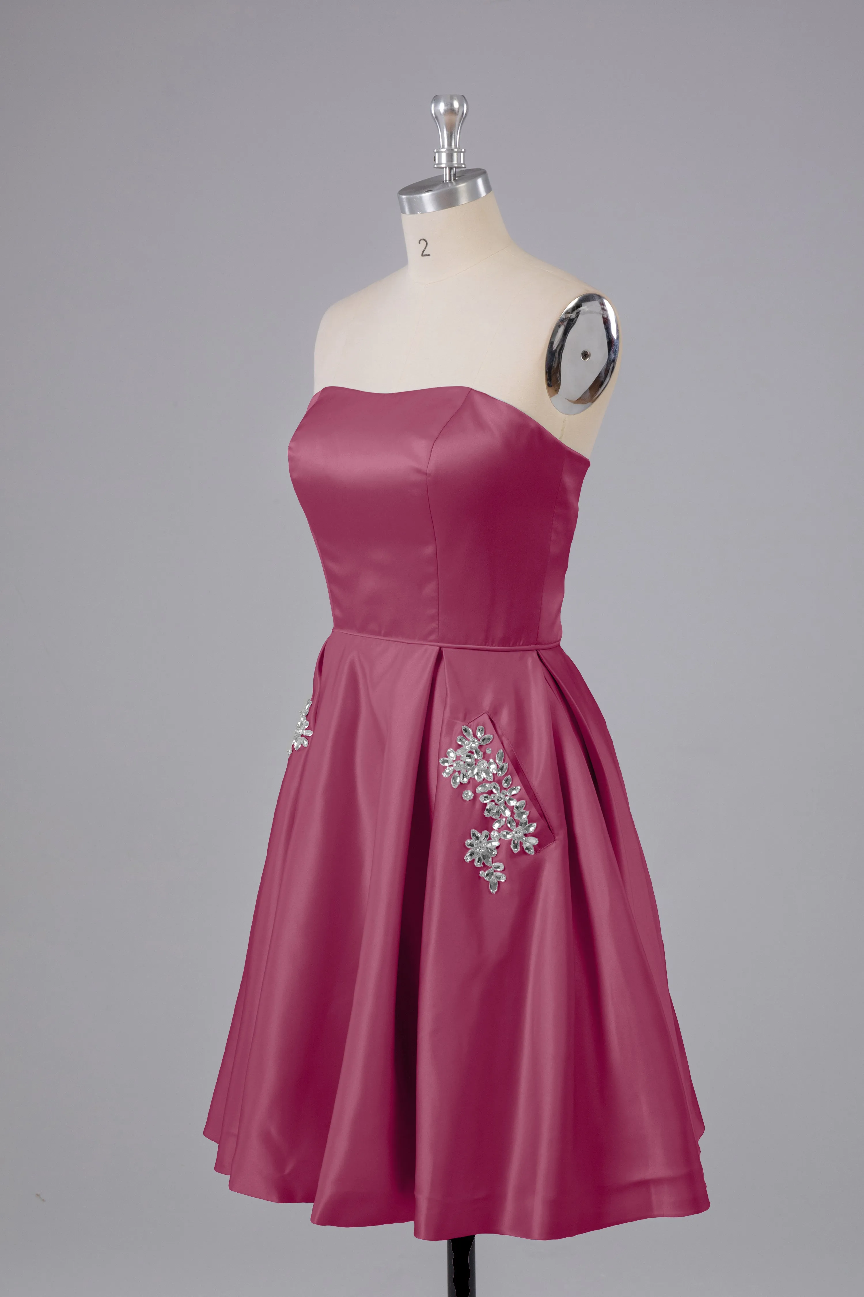 Simple Off The Shoulder Satin Short Bridesmaid Dresses