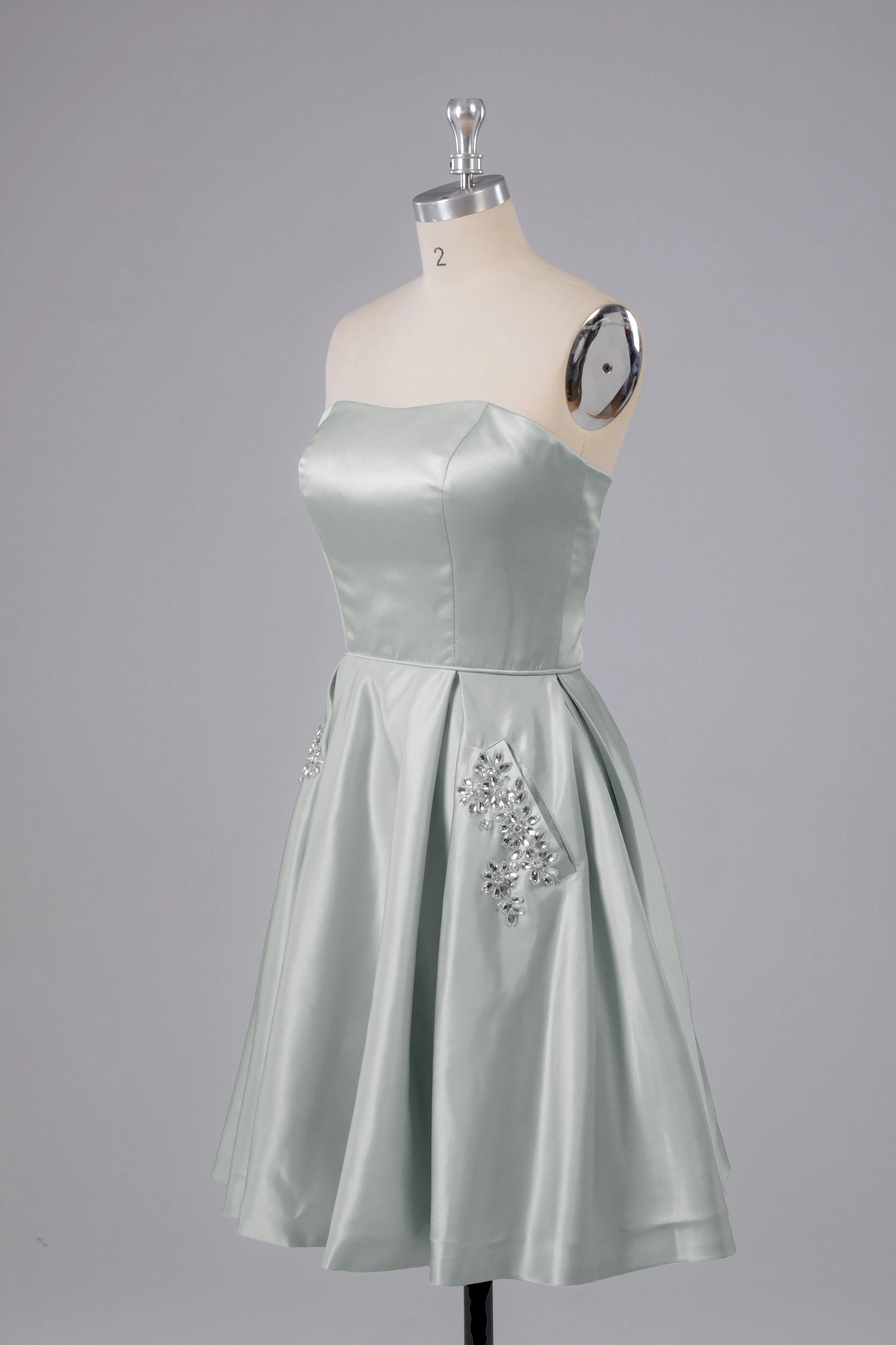Simple Off The Shoulder Satin Short Bridesmaid Dresses