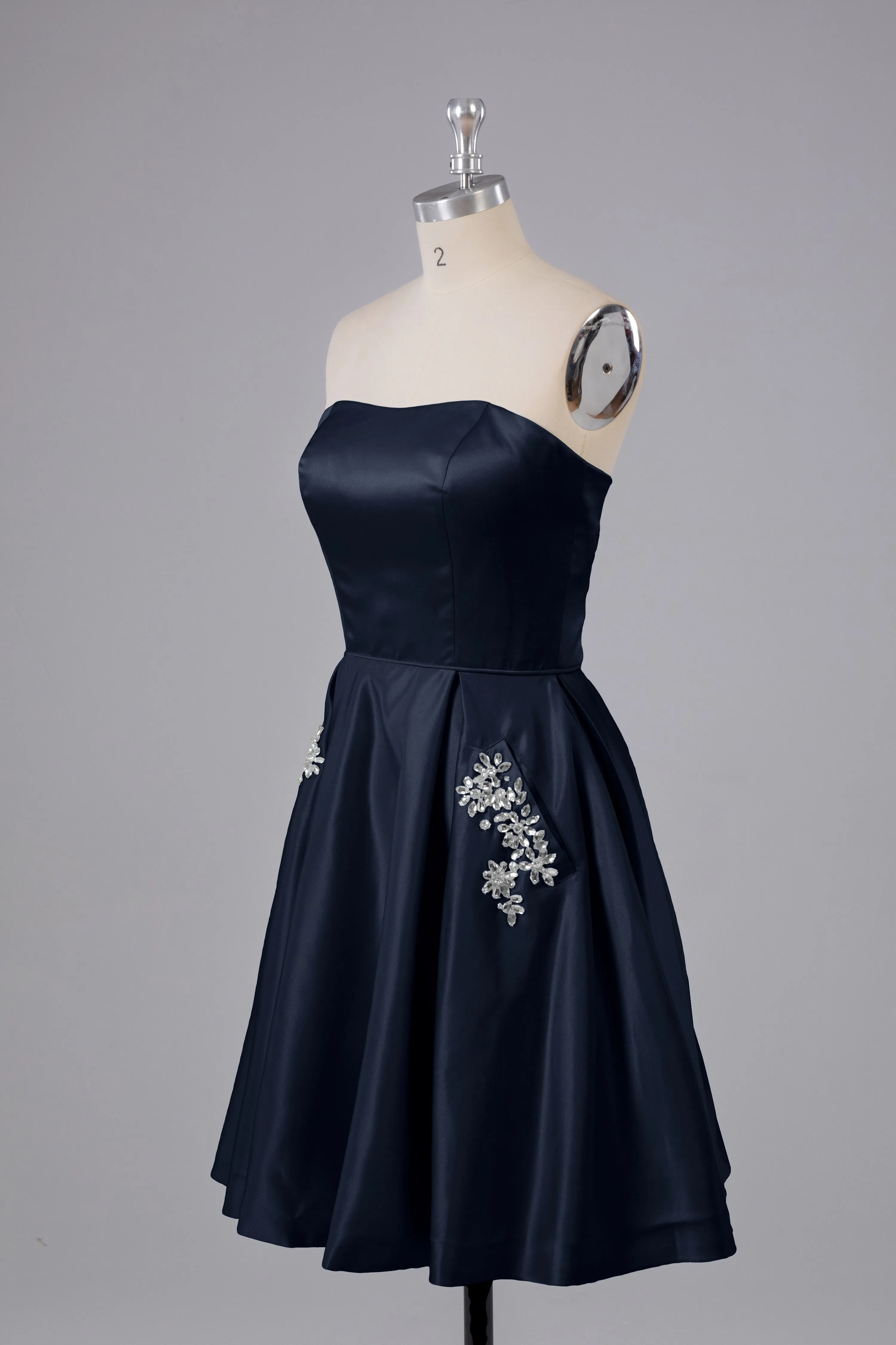 Simple Off The Shoulder Satin Short Bridesmaid Dresses