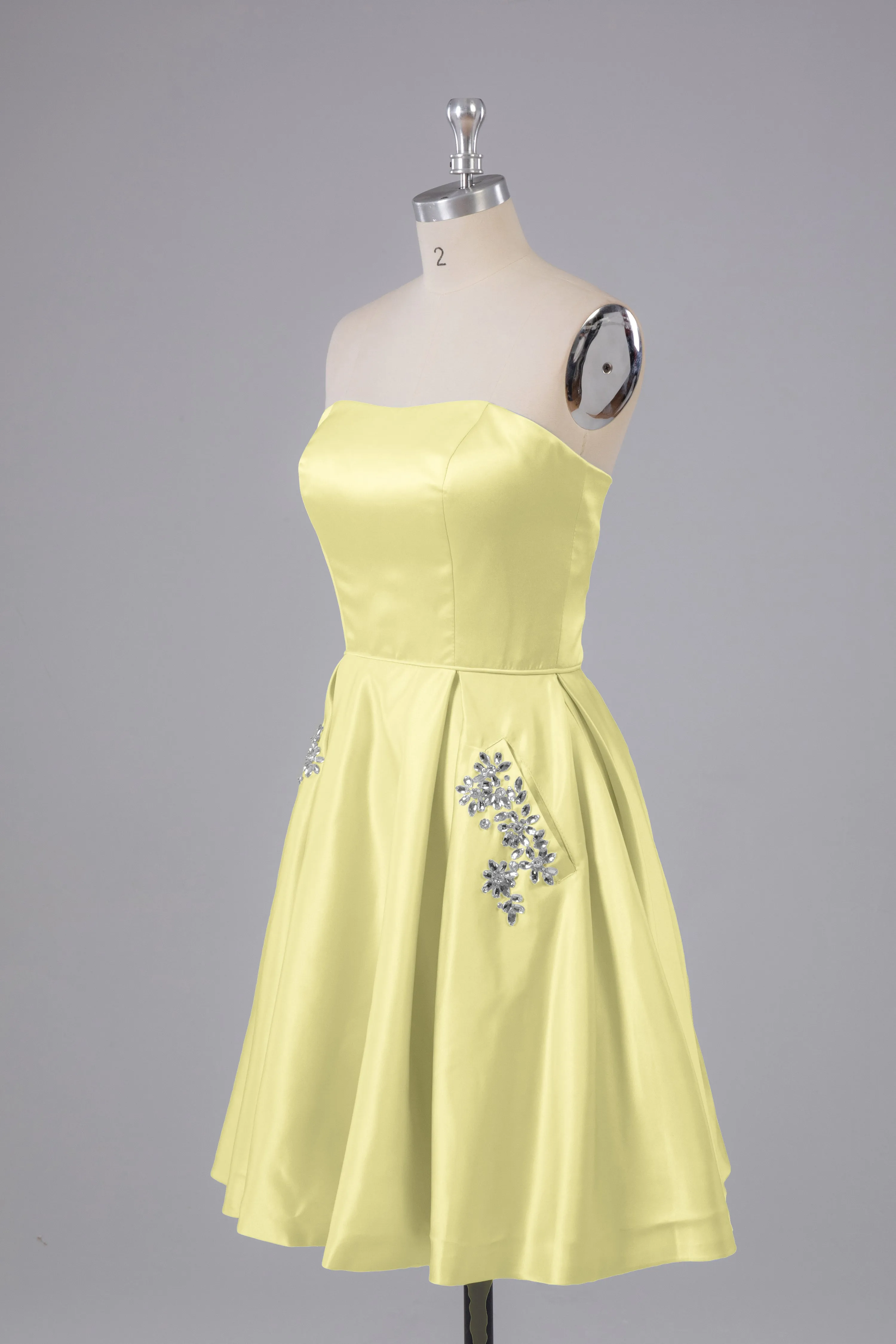 Simple Off The Shoulder Satin Short Bridesmaid Dresses