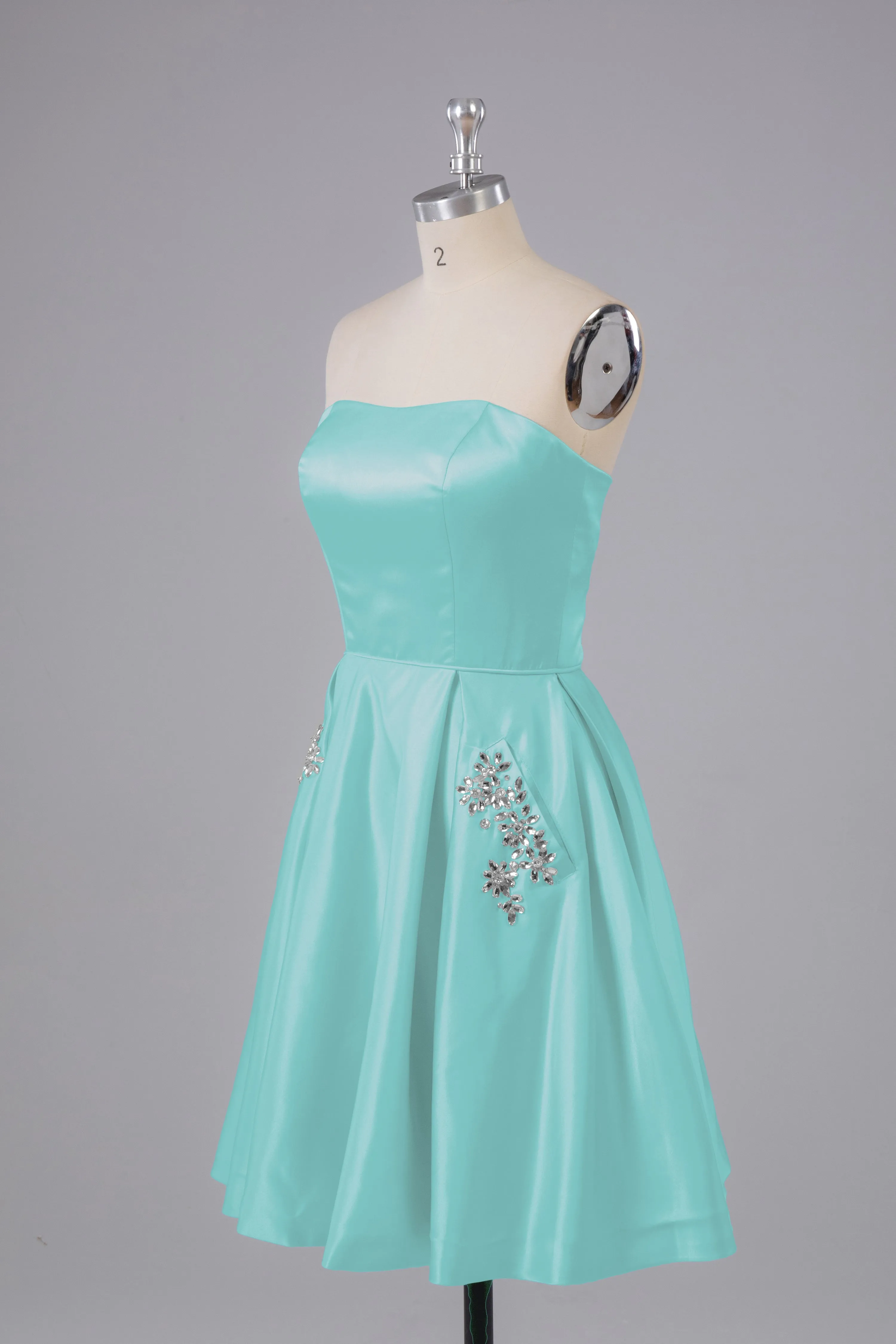 Simple Off The Shoulder Satin Short Bridesmaid Dresses