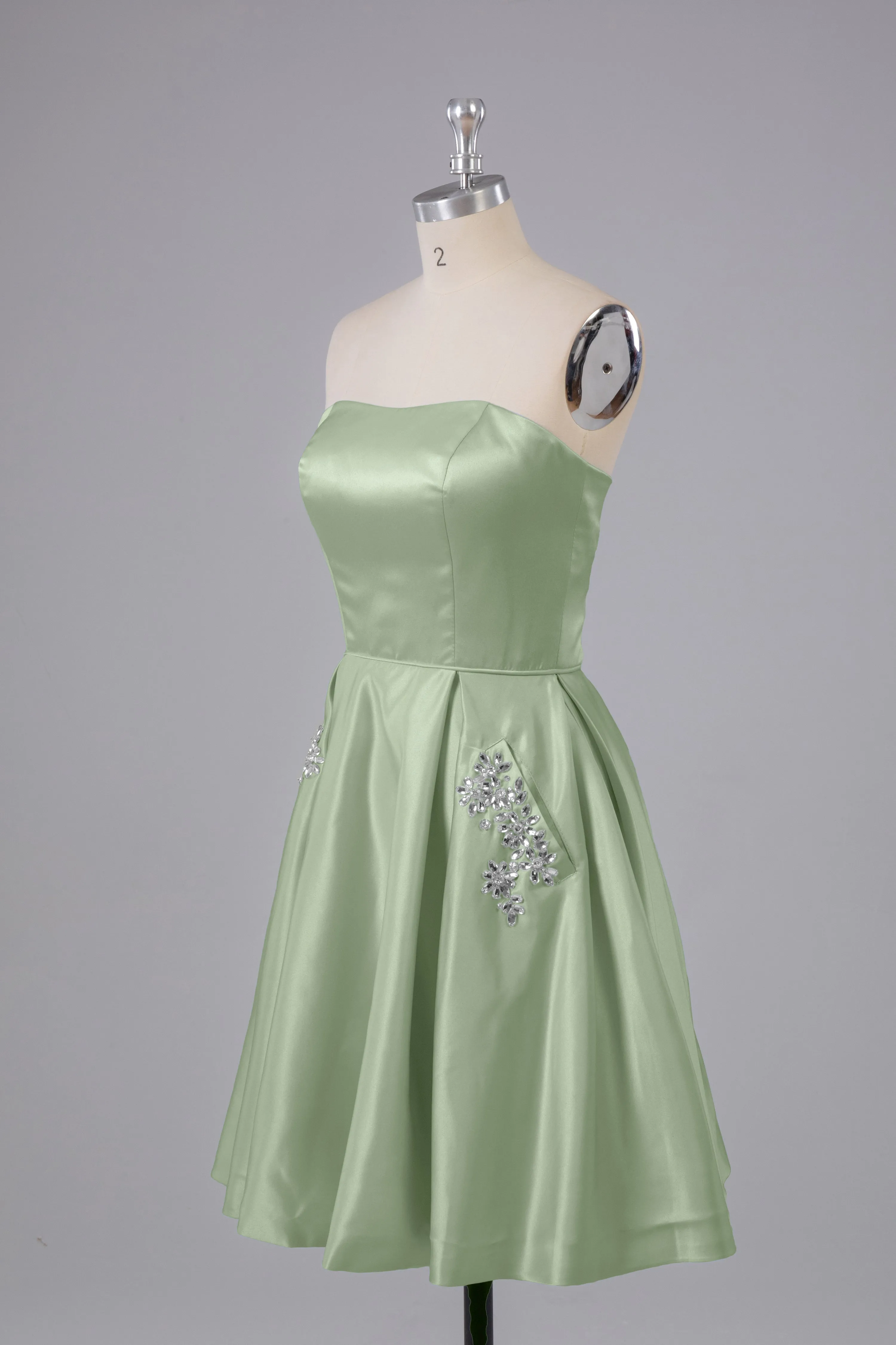 Simple Off The Shoulder Satin Short Bridesmaid Dresses