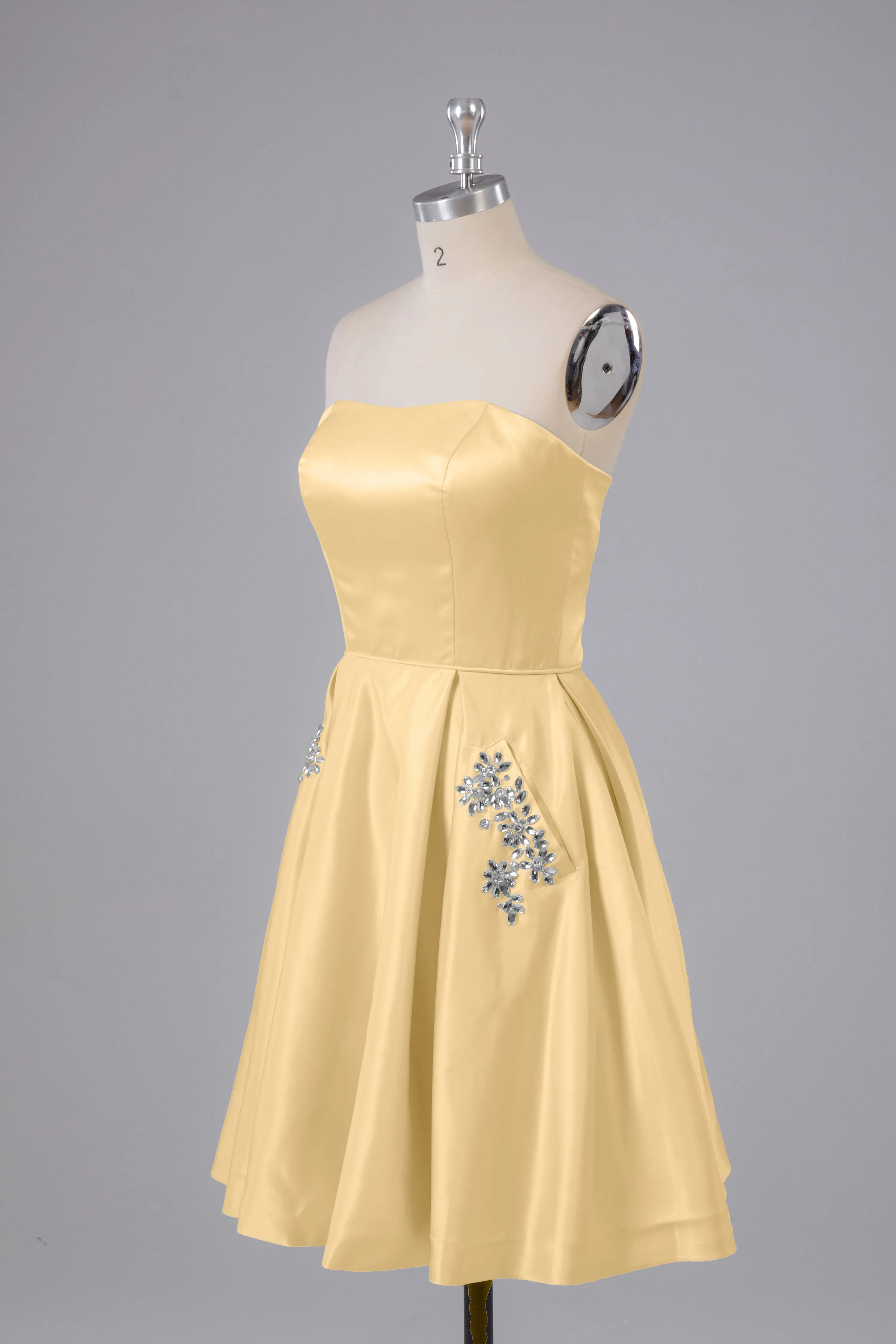 Simple Off The Shoulder Satin Short Bridesmaid Dresses