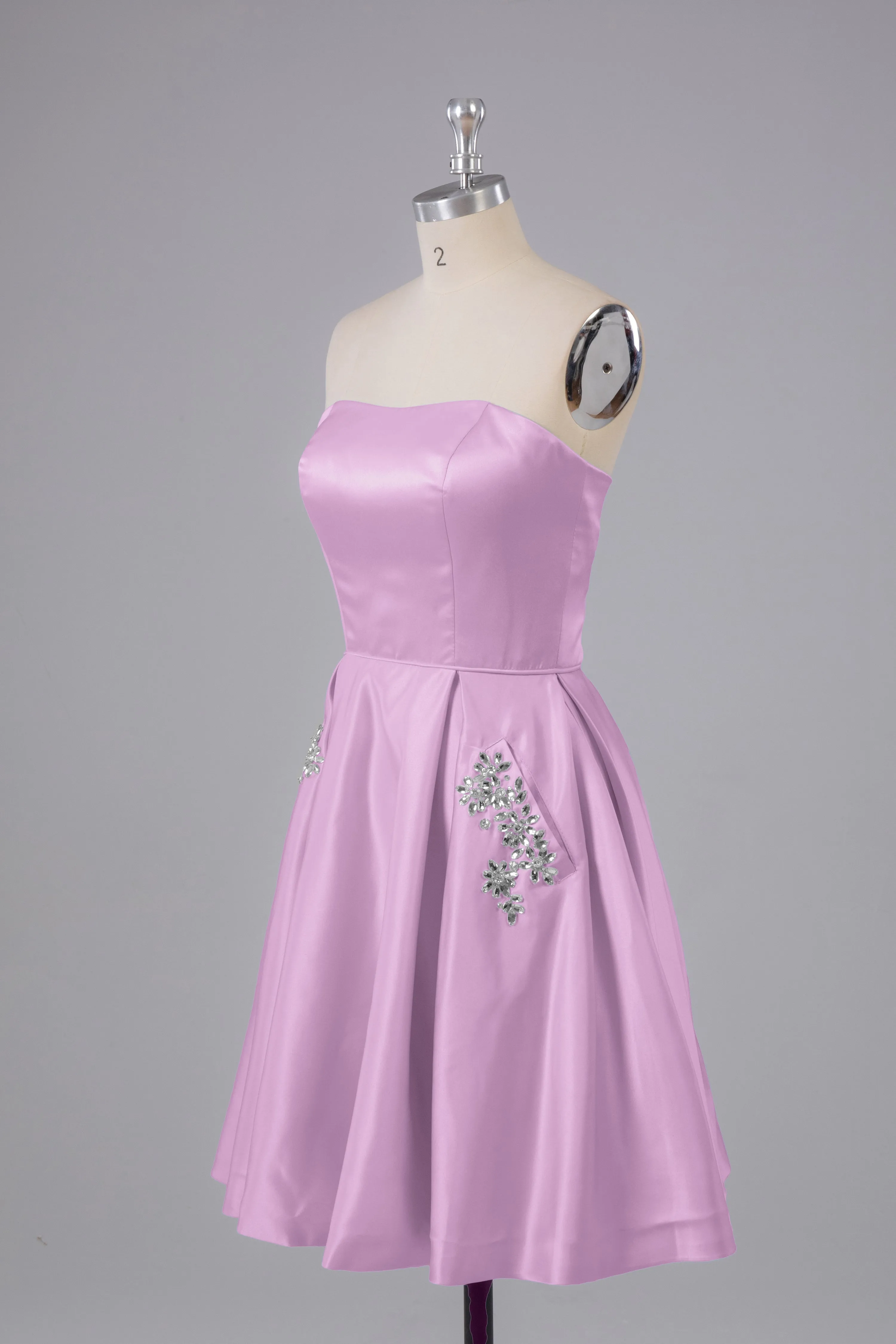 Simple Off The Shoulder Satin Short Bridesmaid Dresses