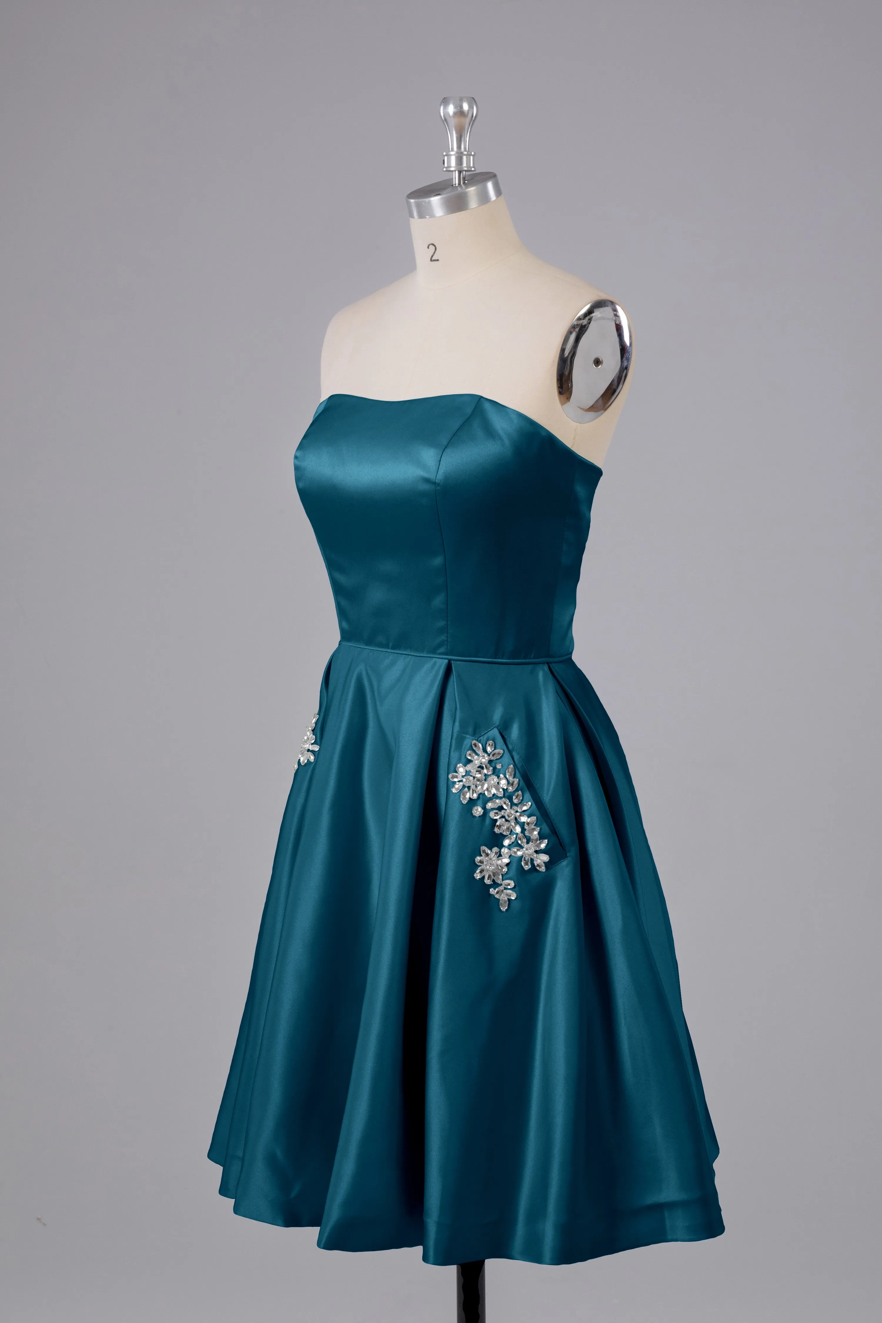 Simple Off The Shoulder Satin Short Bridesmaid Dresses