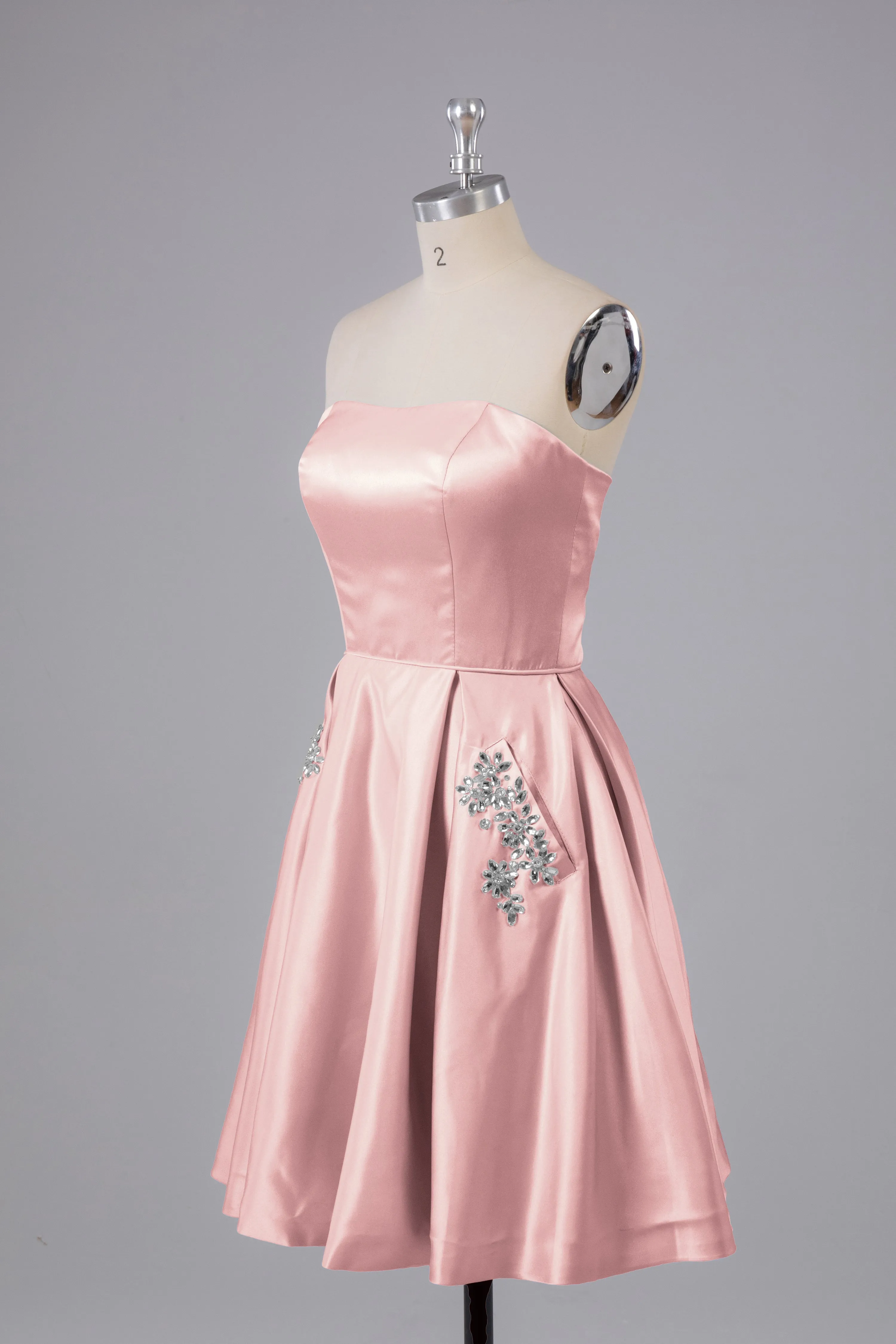 Simple Off The Shoulder Satin Short Bridesmaid Dresses