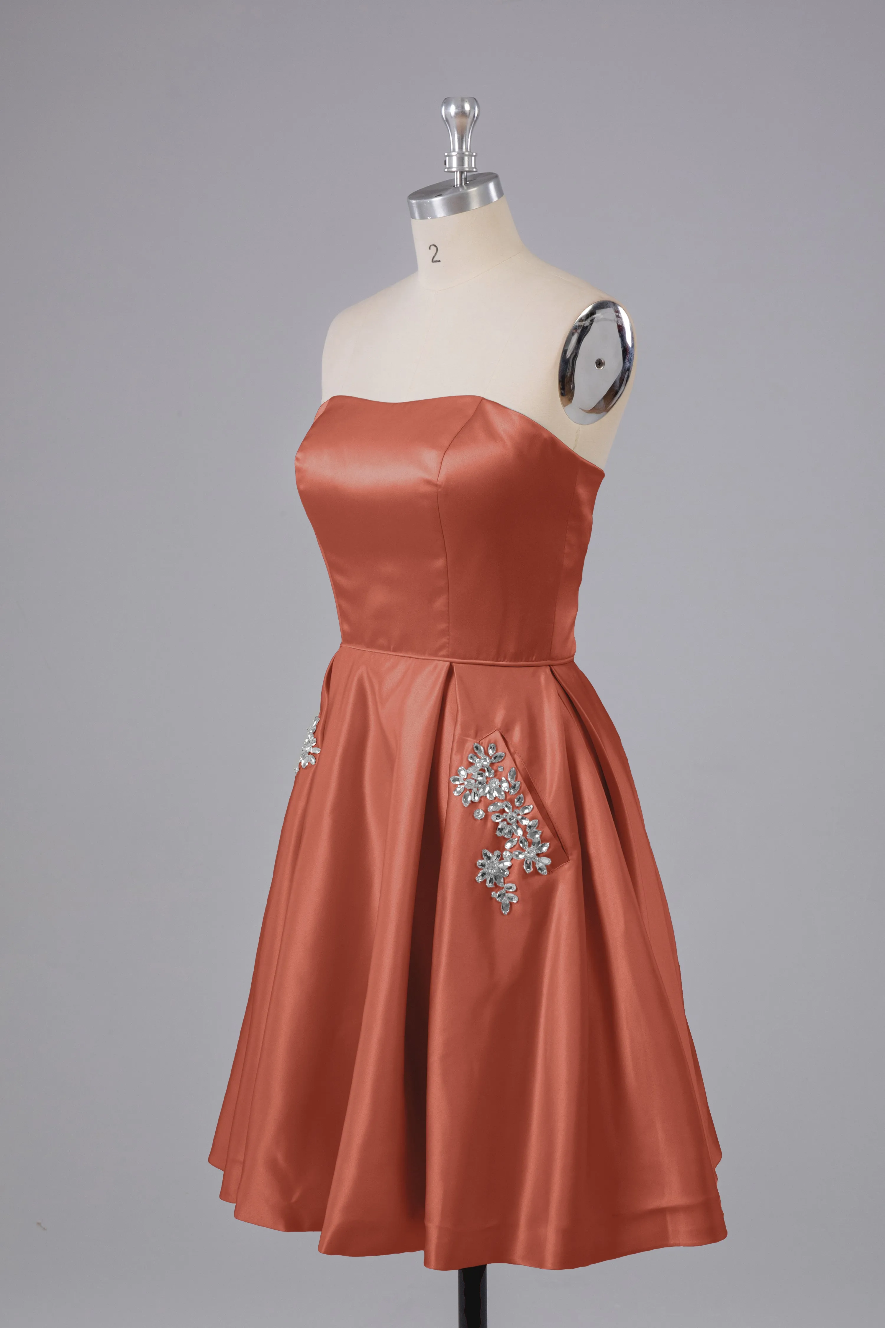 Simple Off The Shoulder Satin Short Bridesmaid Dresses