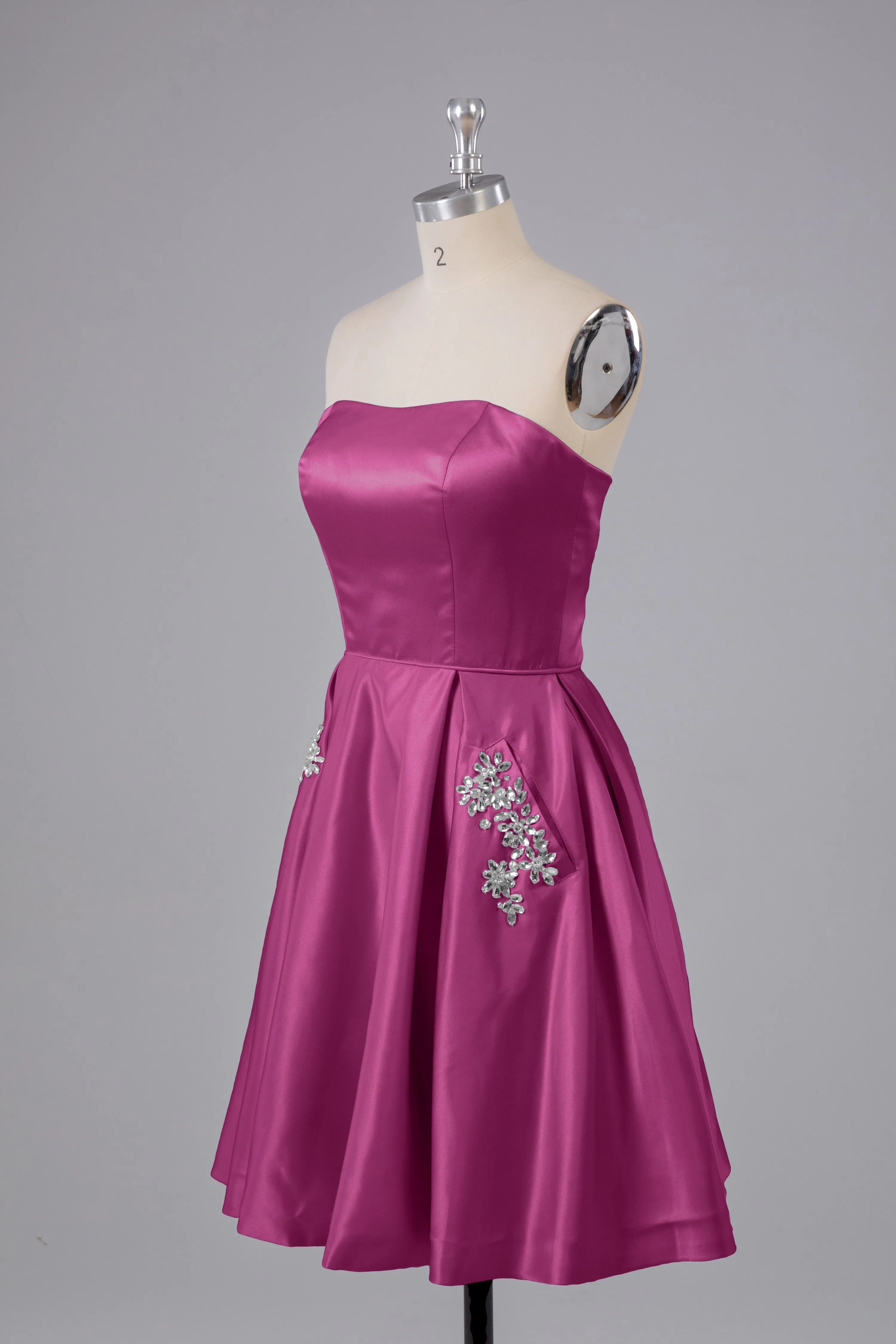Simple Off The Shoulder Satin Short Bridesmaid Dresses