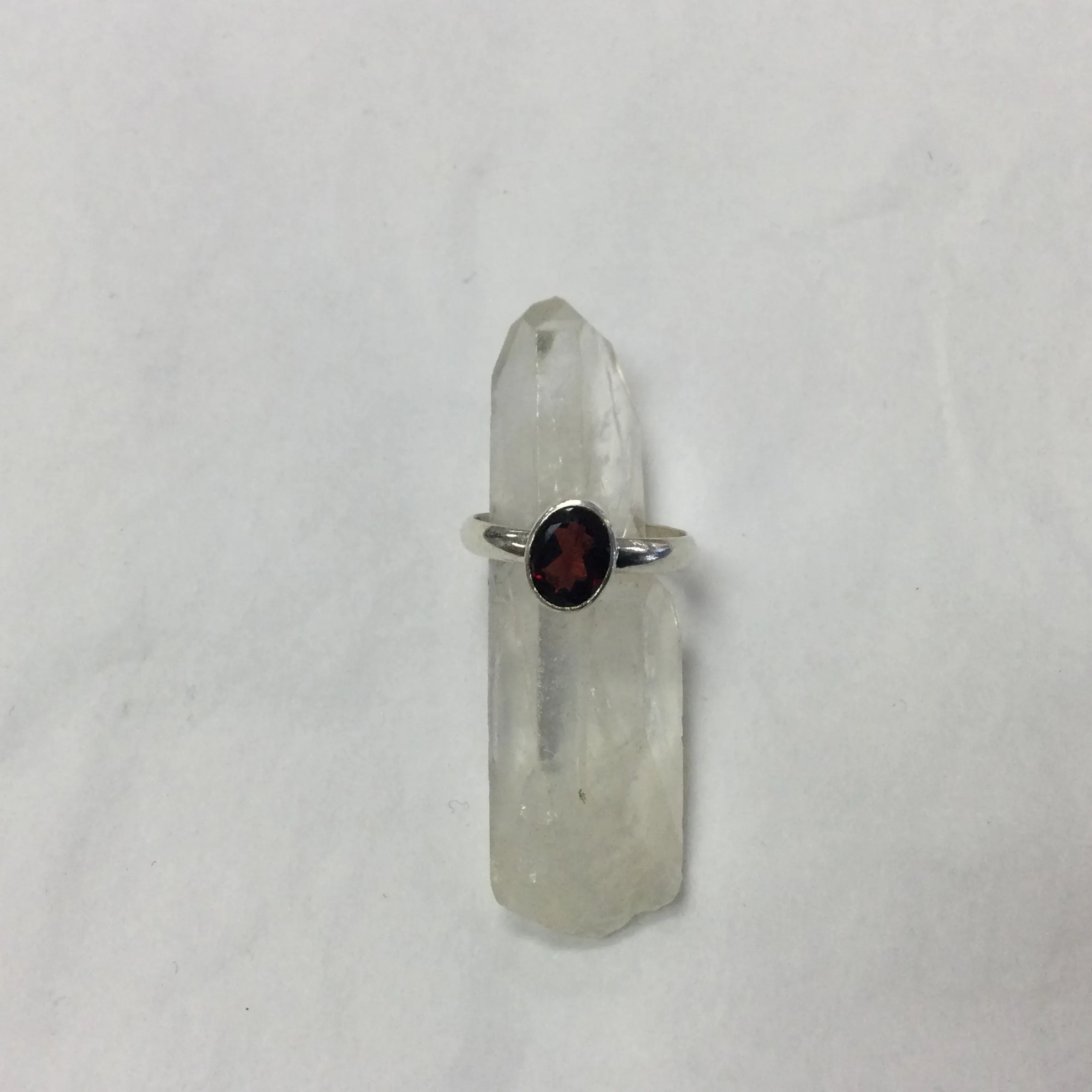 Simple Oval Gemstone Silver Ring - Various Stones