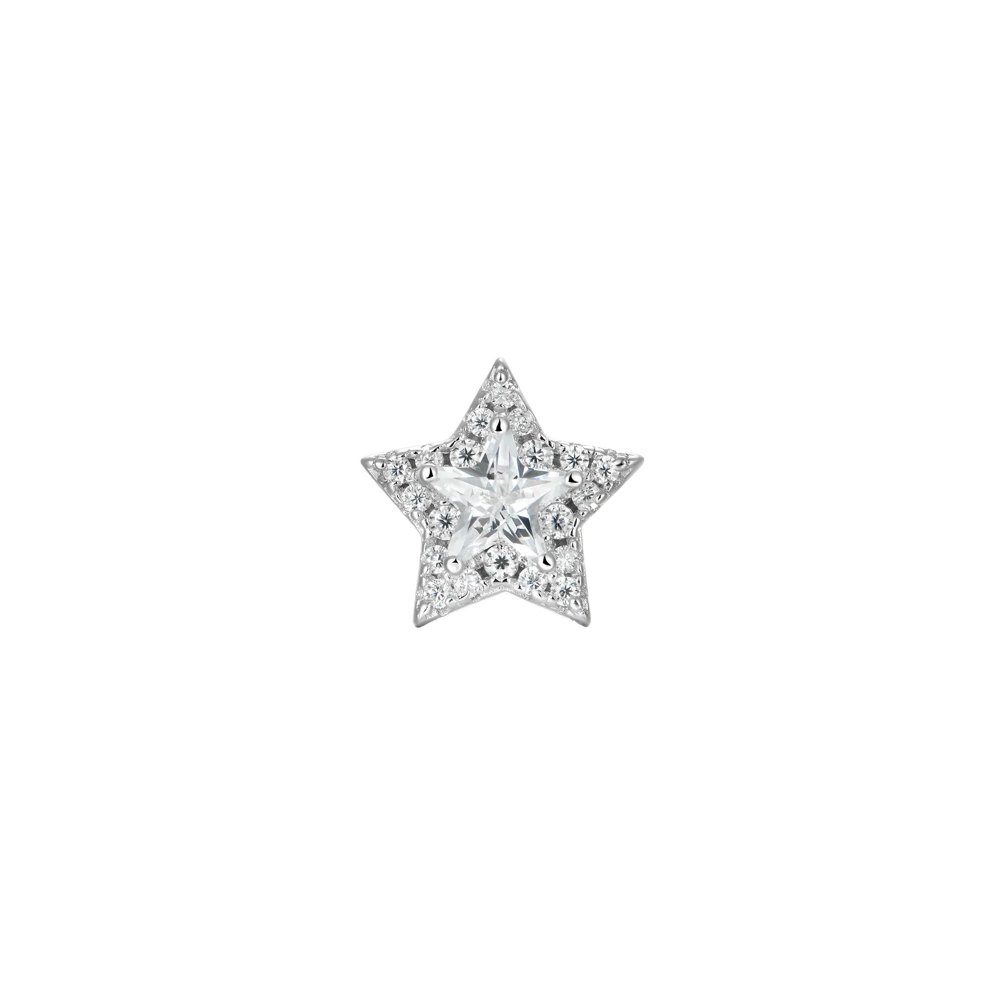 Single Moissanite Halo Star Stud Earring