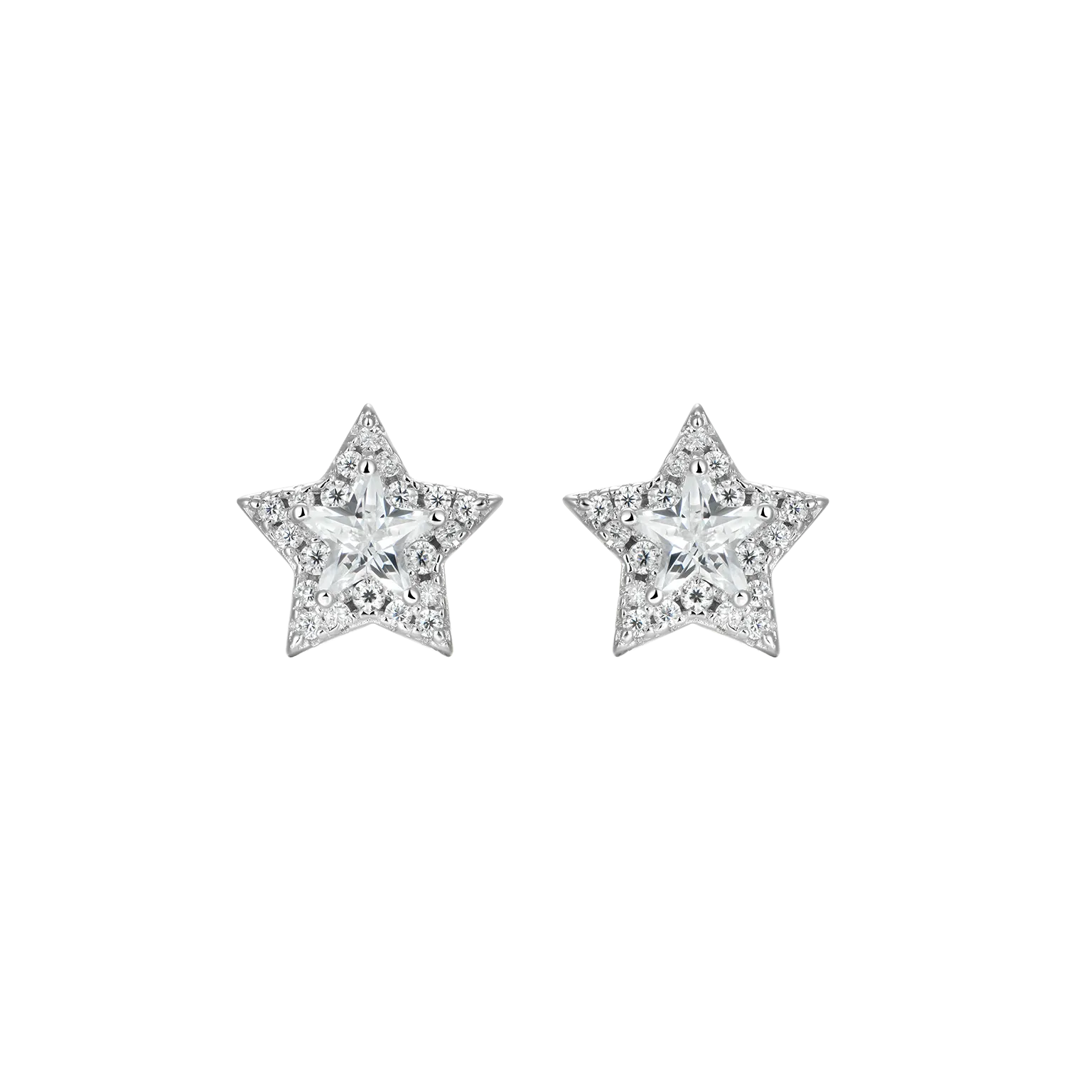 Single Moissanite Halo Star Stud Earring