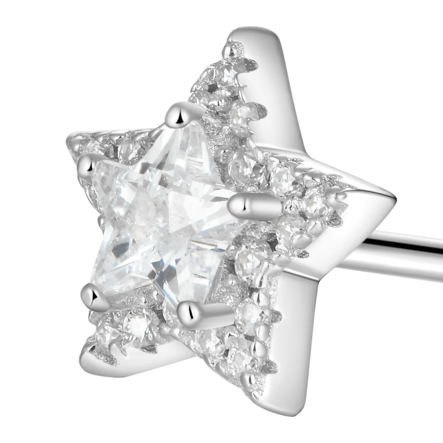Single Moissanite Halo Star Stud Earring