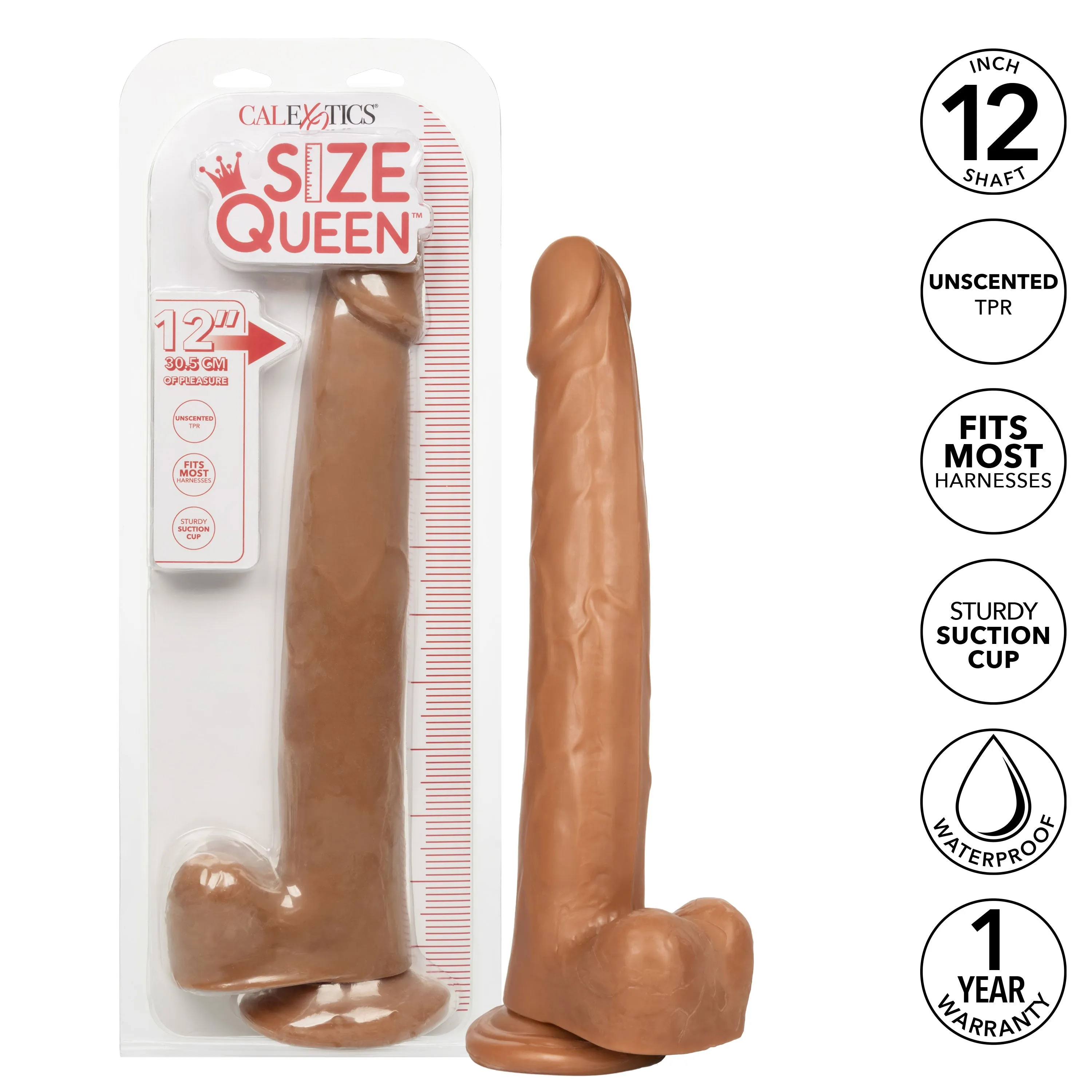 Size Queen 12 inch/30.5 Cm - Brown