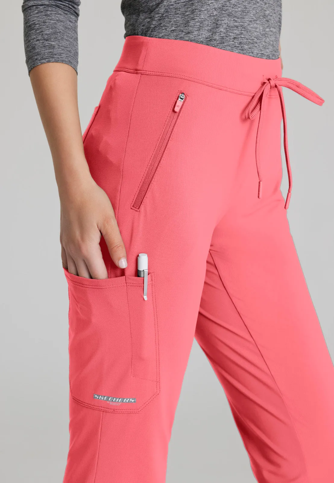 Skechers Slip-Ins Knits SKP656 Glide Knit Flare Scrub Pants Punch Pink