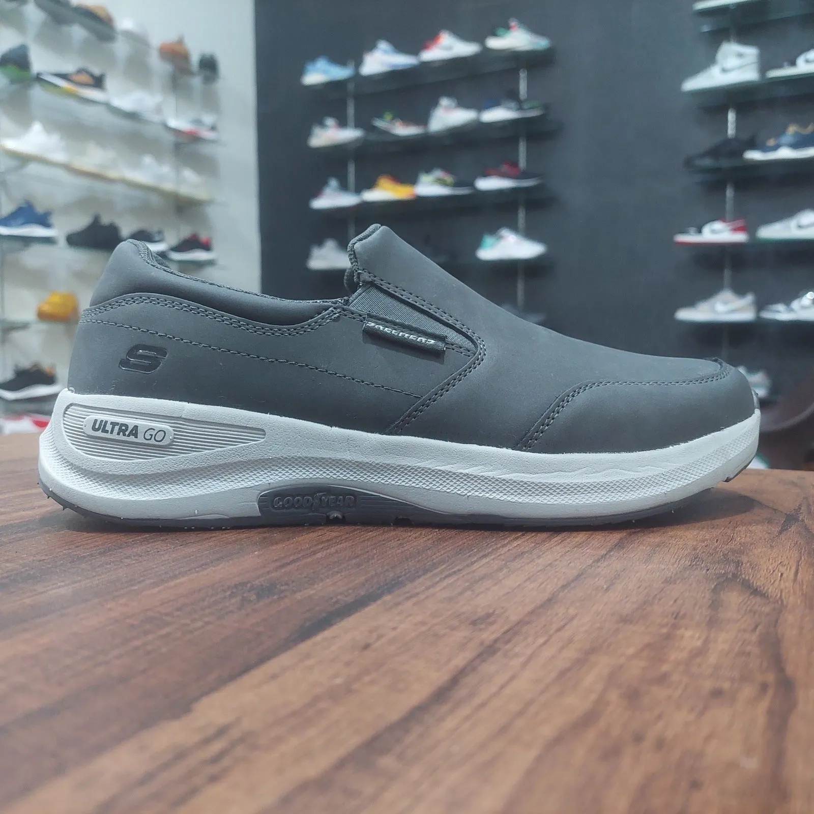 Sketcher Leather Ultra Go-Goodyear Sole "Dark Grey"