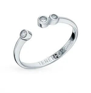 SOKOLOV x TerekhovGirl - Three Phianites Simple Silver 925 Open Ring