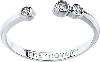 SOKOLOV x TerekhovGirl - Three Phianites Simple Silver 925 Open Ring