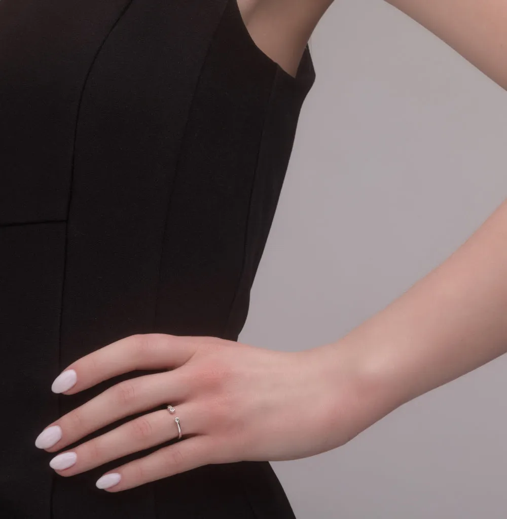 SOKOLOV x TerekhovGirl - Three Phianites Simple Silver 925 Open Ring