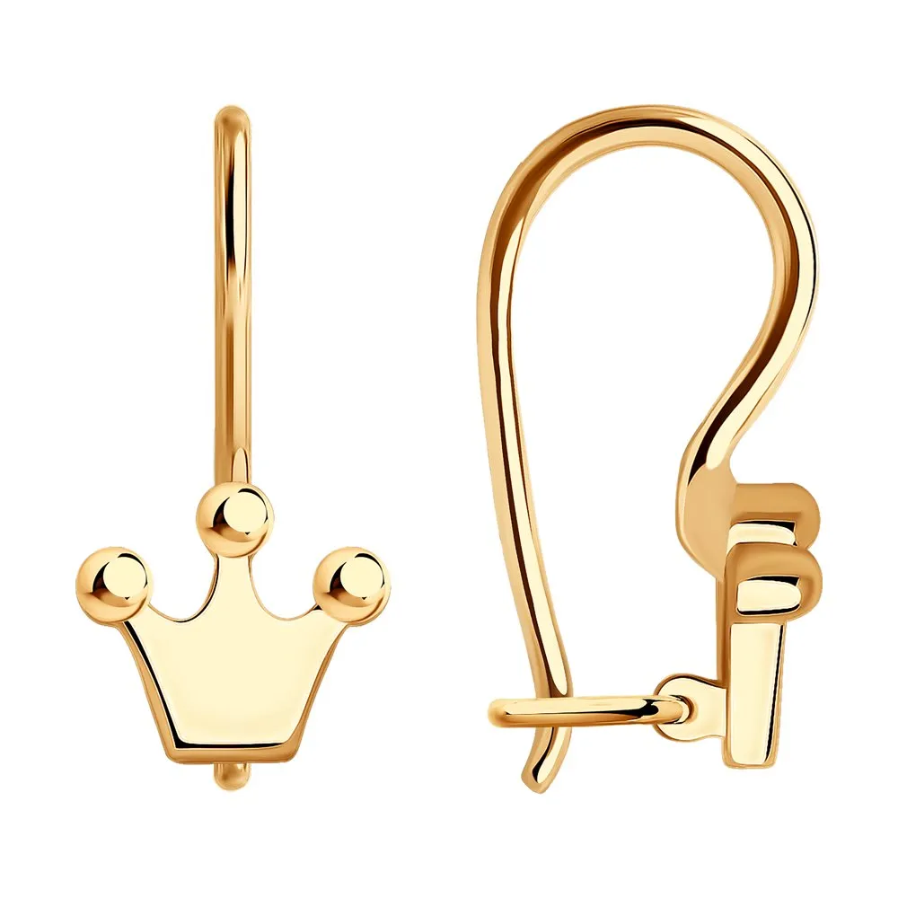 SOKOLOV - Young Girls Red Gold 585 Corona Crown Earrings