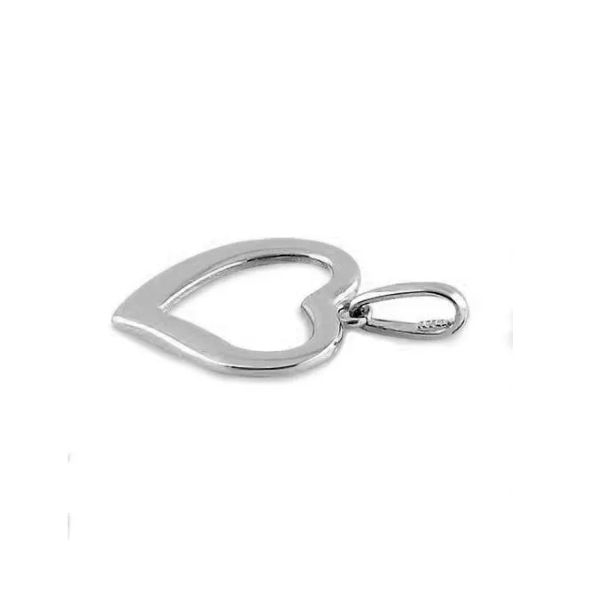 Solid 14K White Gold Simple Heart Pendant