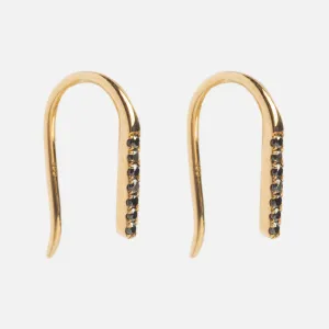 Solid Gold Black Diamond Open Ear Huggers