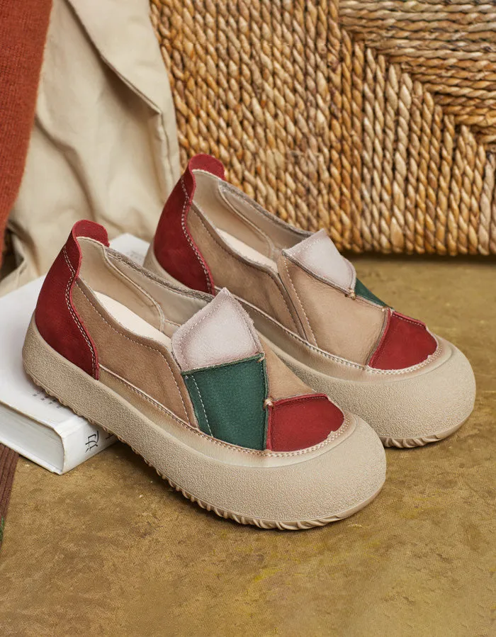 Spring Round toe Color Matching Comfort Slip-on Flats