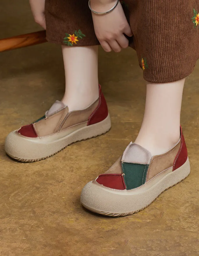 Spring Round toe Color Matching Comfort Slip-on Flats
