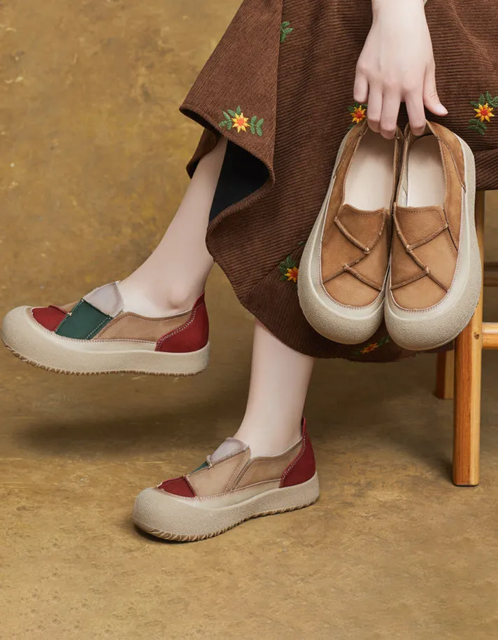 Spring Round toe Color Matching Comfort Slip-on Flats