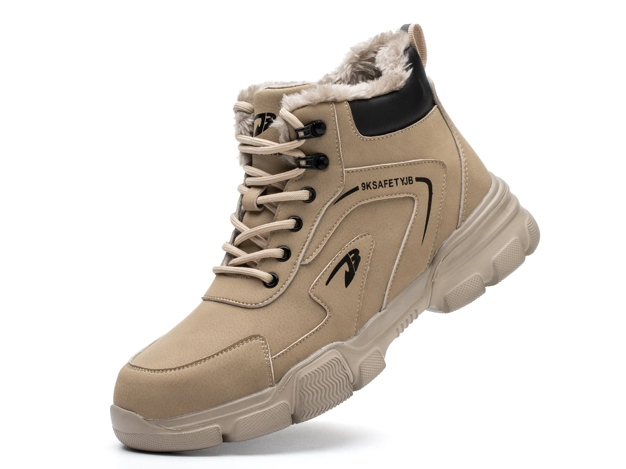 Steel Toe Work Boots for Men Women Safety Shoes Faux Fur Lined Industrial Sneakers Water Resistant Winter Hiking Boots