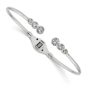 Sterling Silver Hinged Graduating CZ Bangle Cuff Bracelet