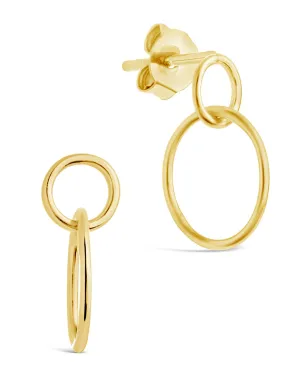 Sterling Silver Simple Interlocking Circle Dangle Earrings