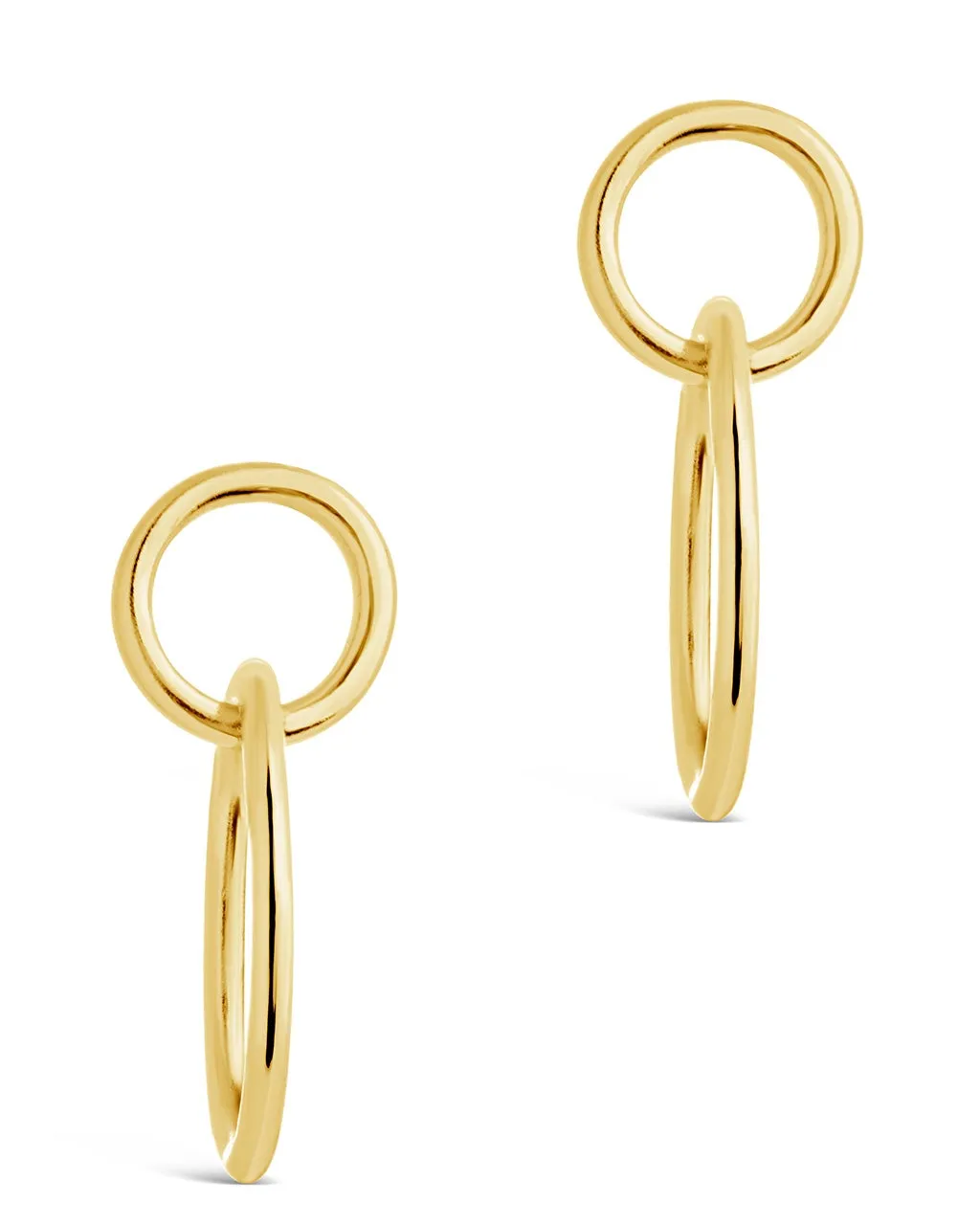 Sterling Silver Simple Interlocking Circle Dangle Earrings