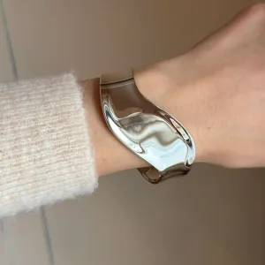 Sterling Silver Wave Design Cuff Bracelet