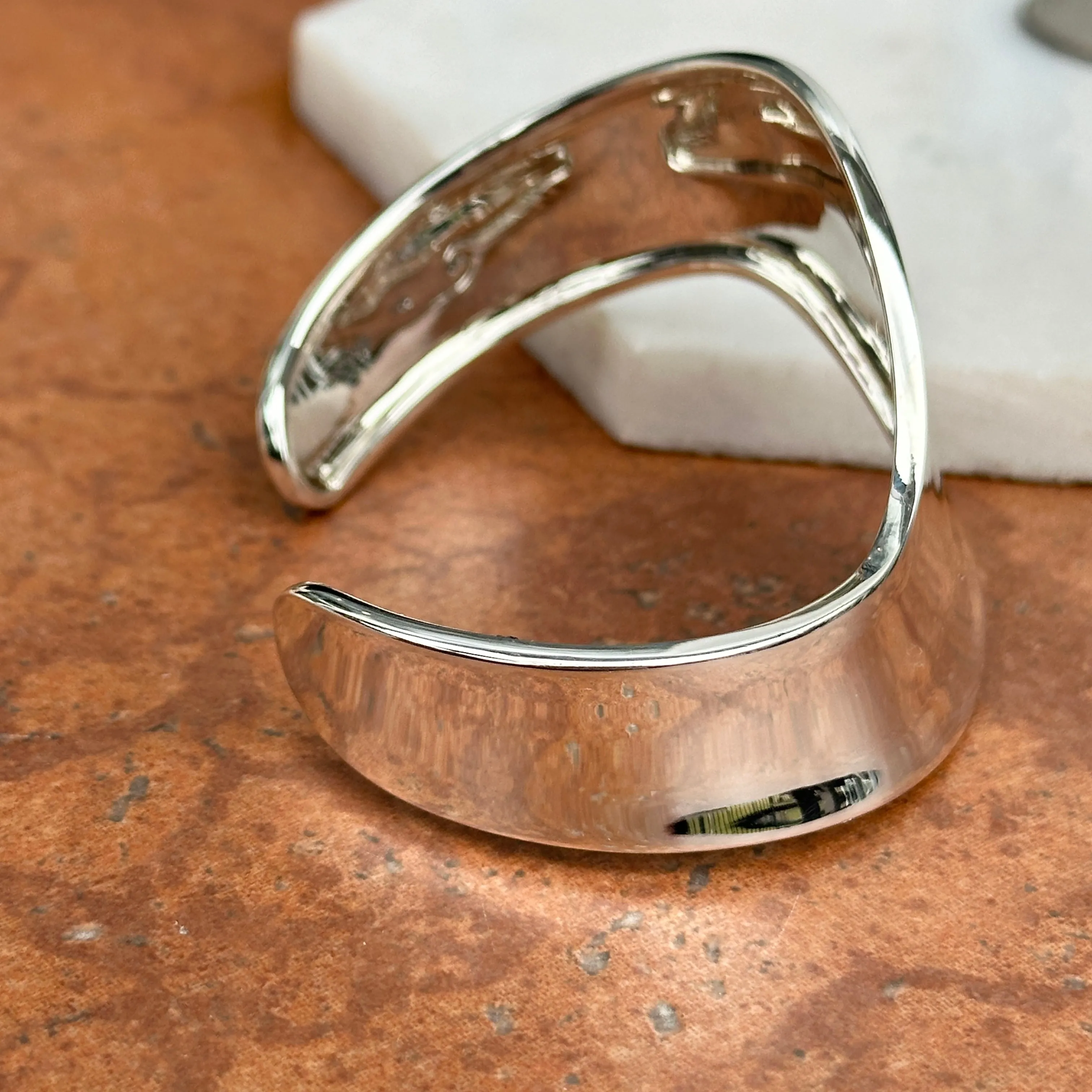 Sterling Silver Wave Design Cuff Bracelet