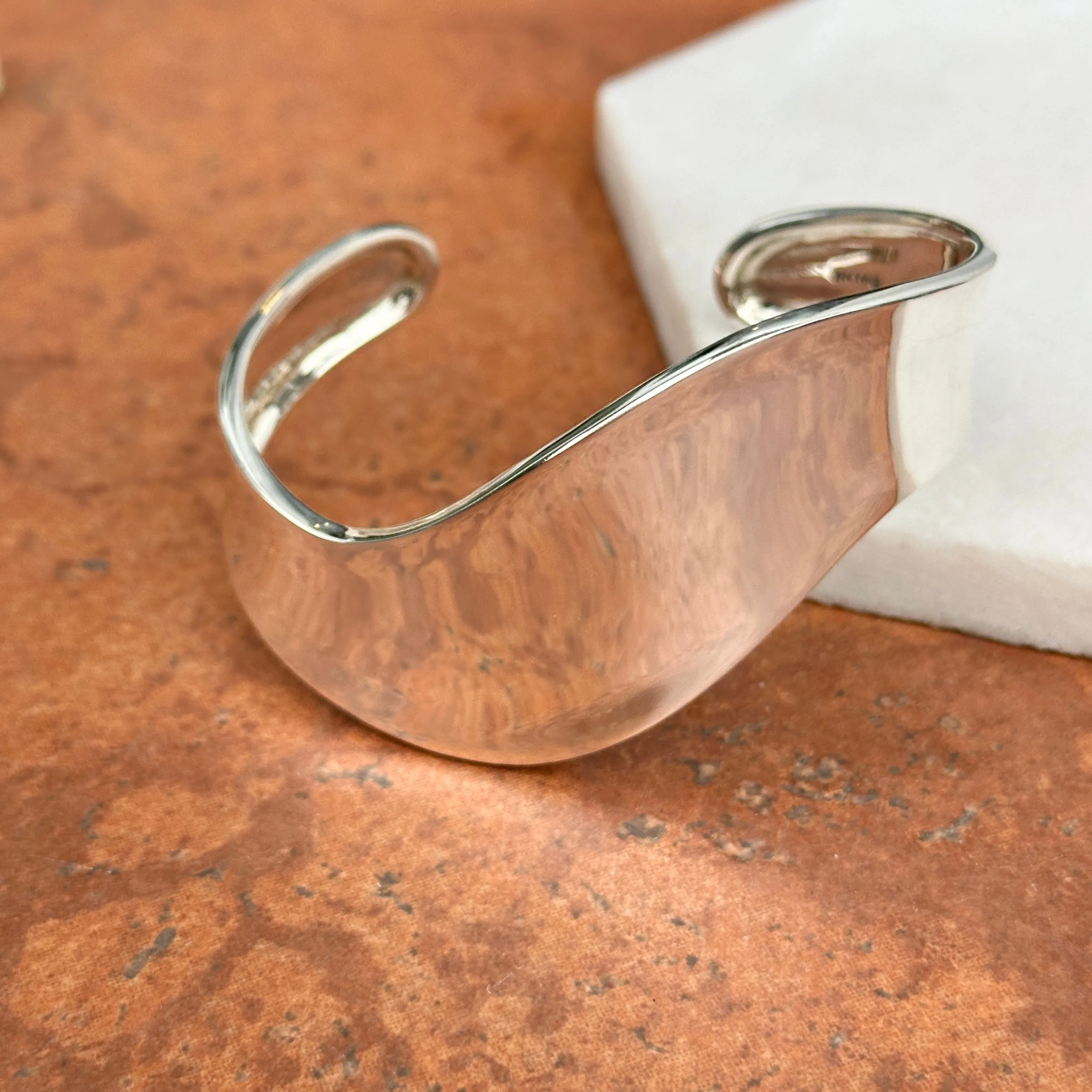 Sterling Silver Wave Design Cuff Bracelet