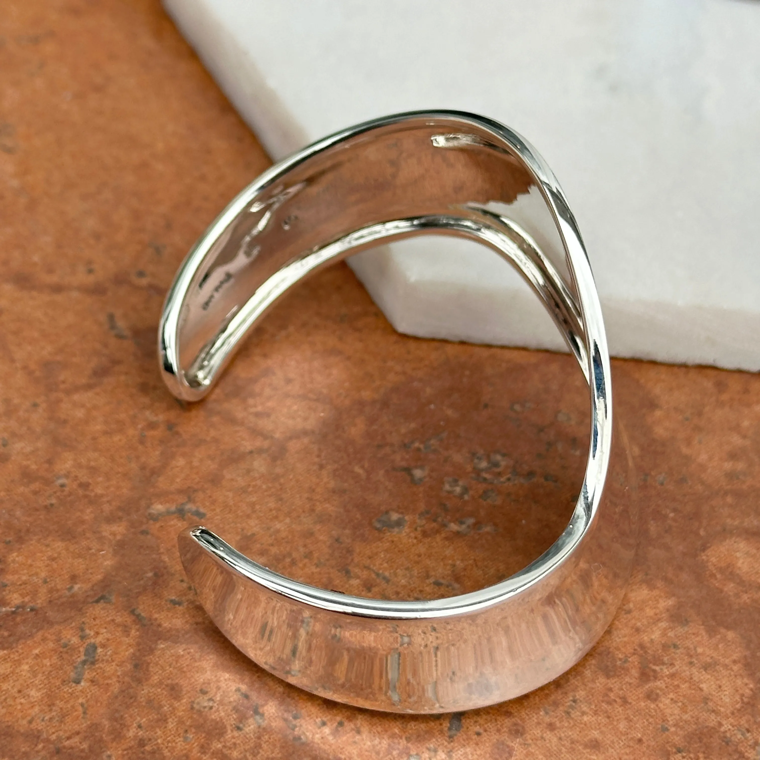 Sterling Silver Wave Design Cuff Bracelet